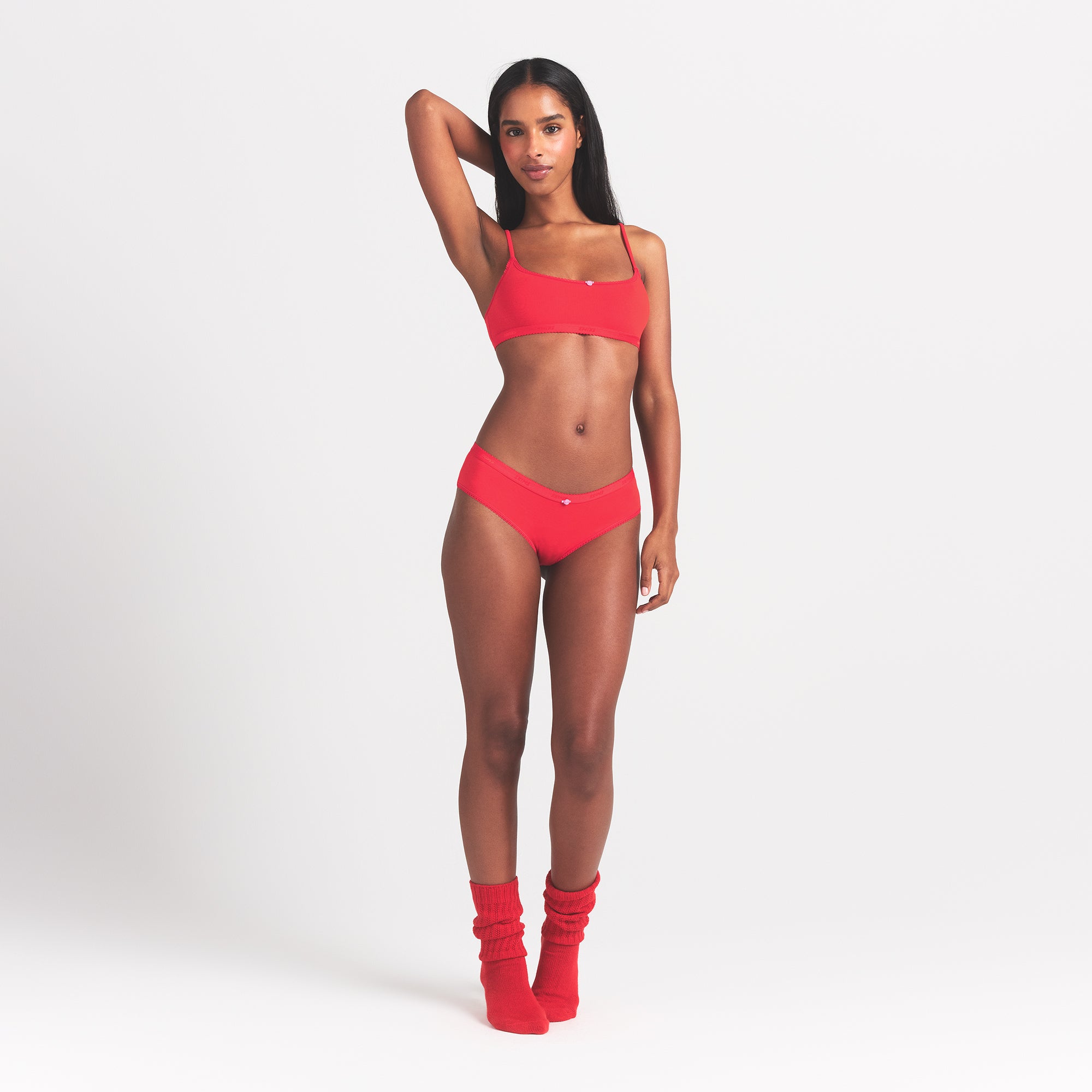 LIGHTWEIGHT COTTON LOGO PICOT HIPSTER | RUBY TONAL thumbnail 2