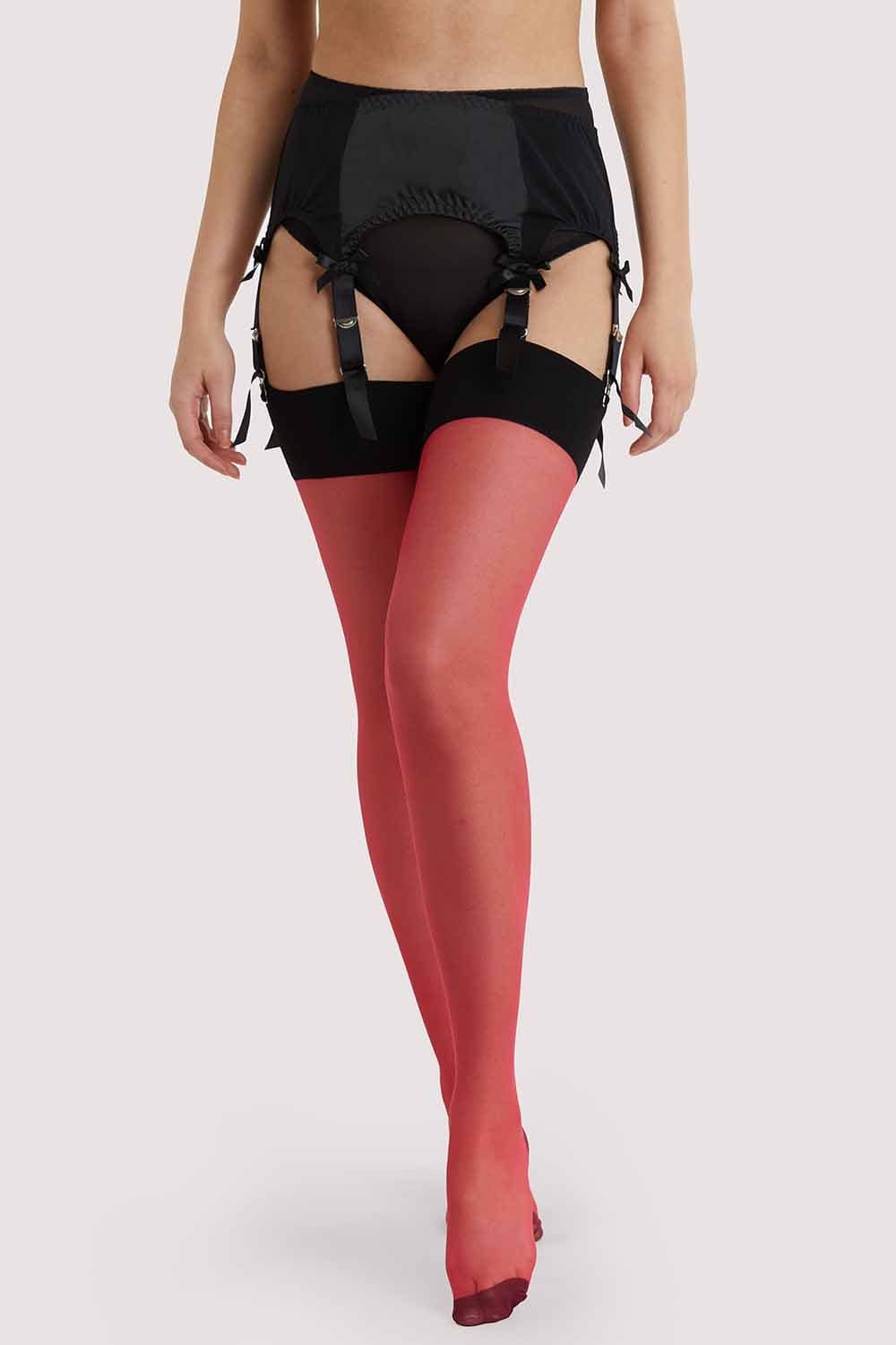 Bow Back Seamed Stockings Red thumbnail 2