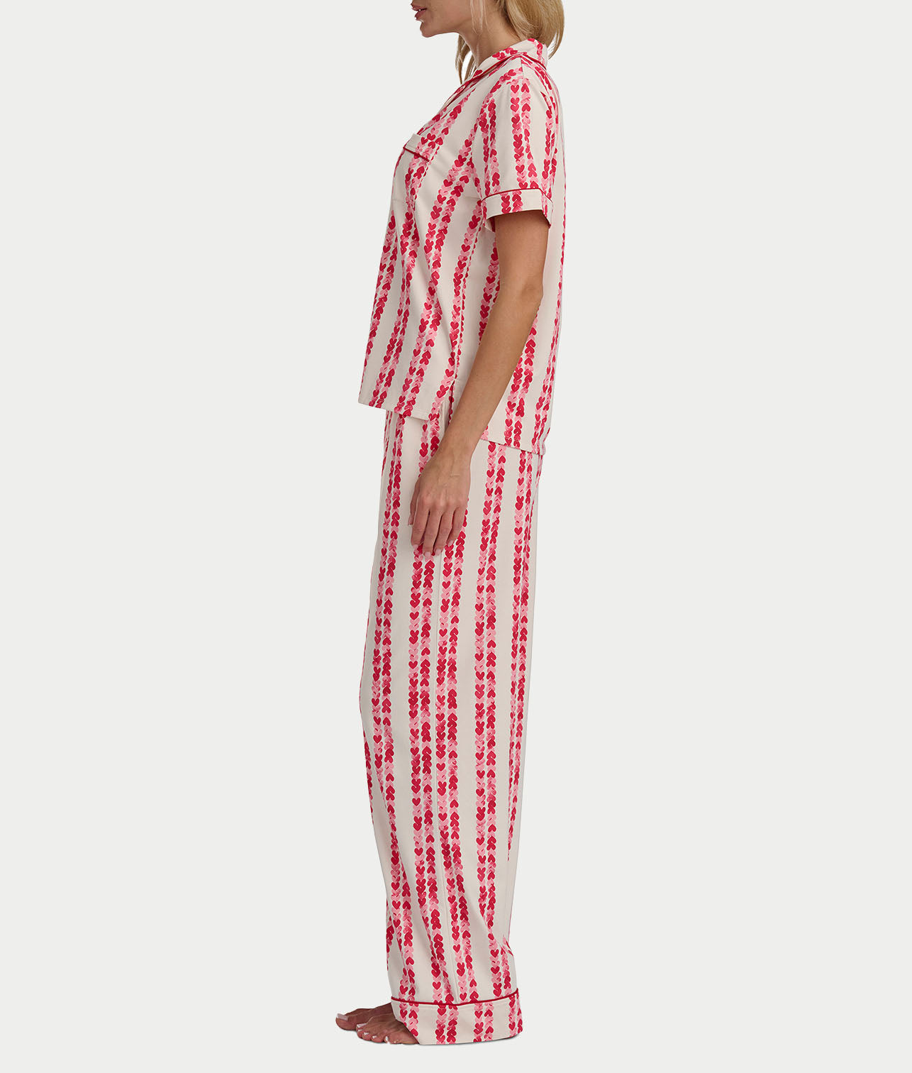 Brushed Jersey Knit Short Sleeve Top Pajama Set thumbnail 3