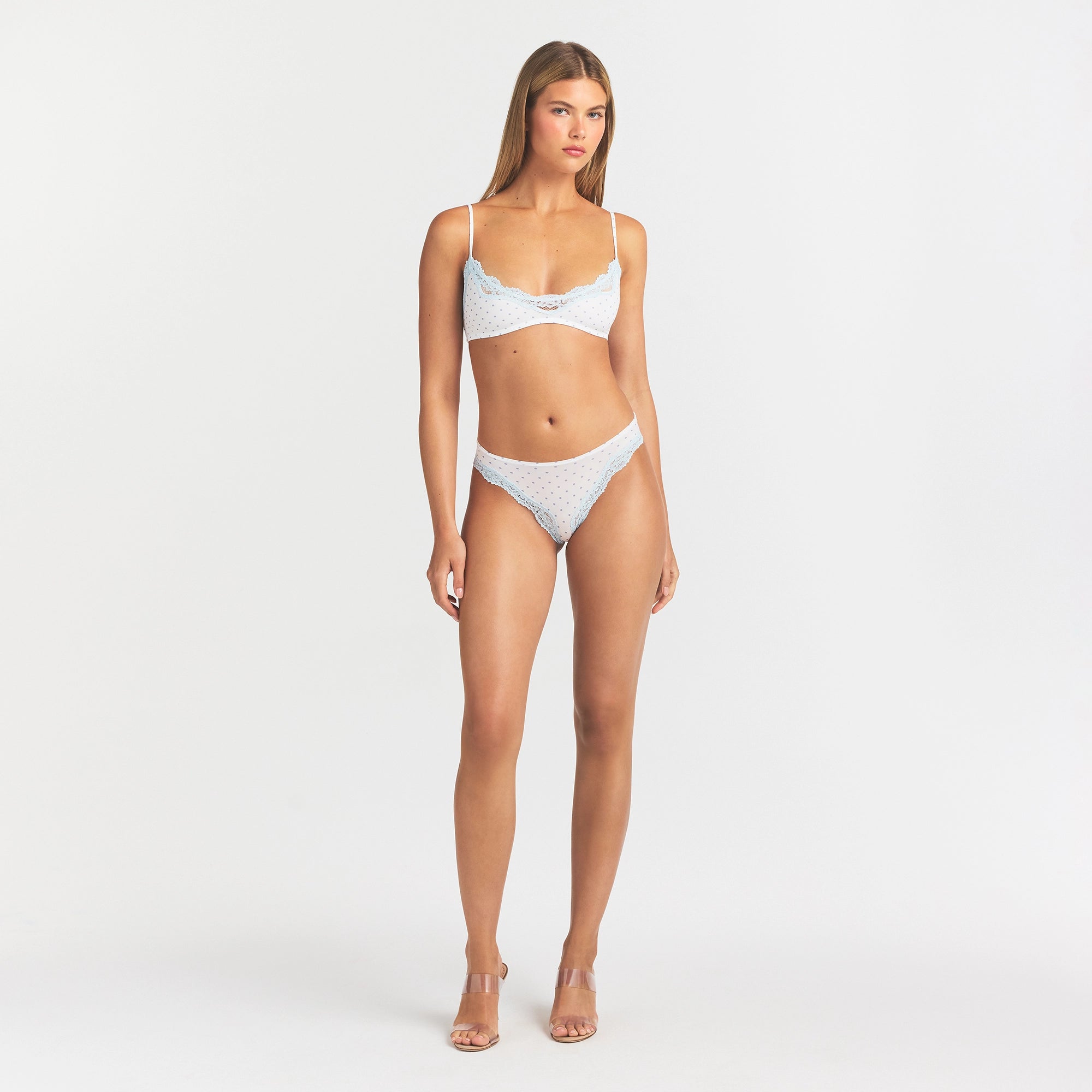 FITS EVERYBODY LACE TANGA | SLATE PIN DOT PRINT thumbnail 2