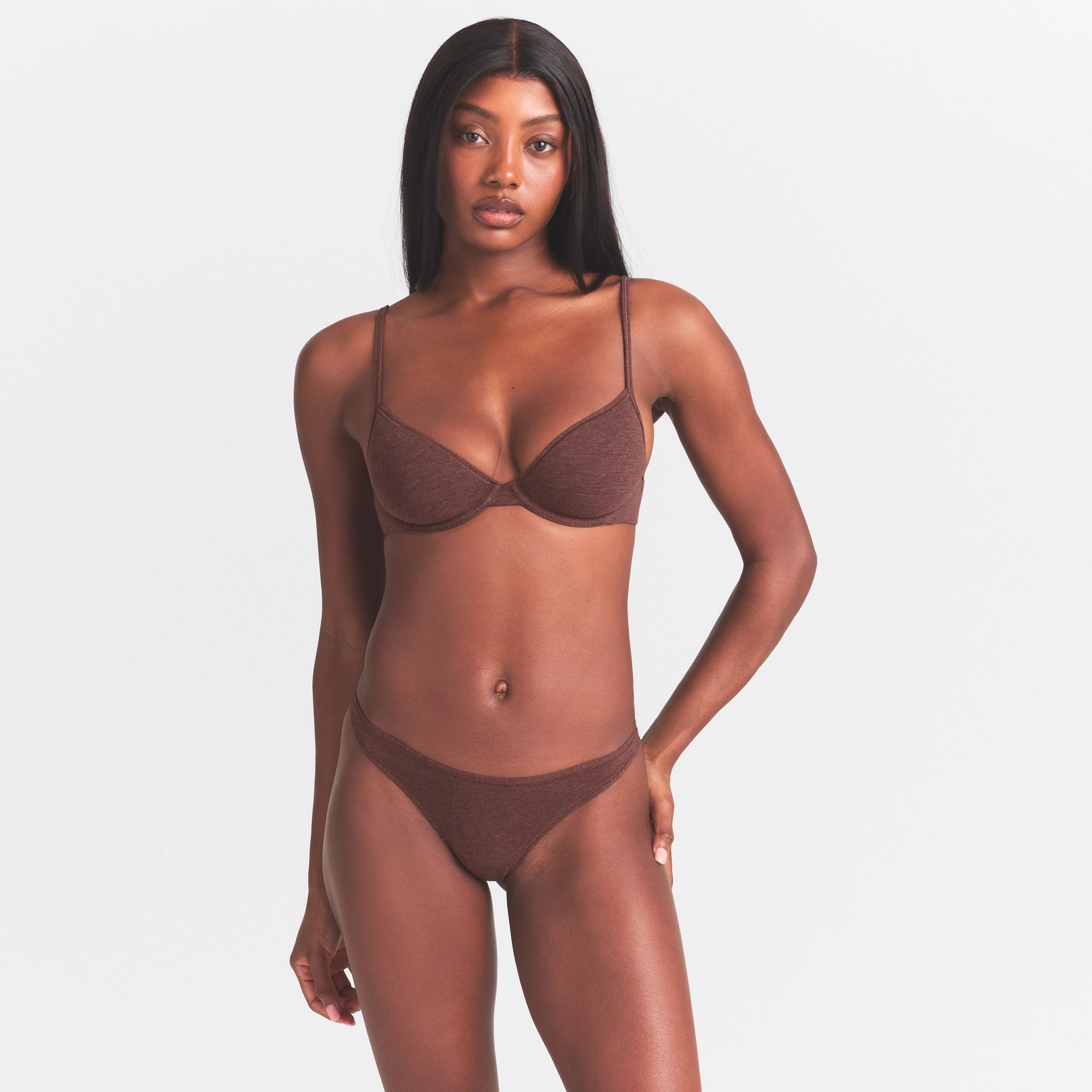 EVERYDAY COTTON UNLINED DEMI BRA | COCOA HEATHER thumbnail 3