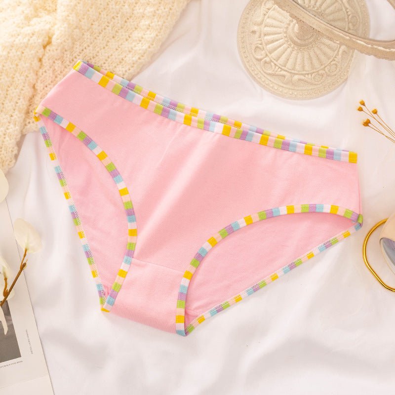 Solid Color Striped Design, Flexible Comfortable Panties thumbnail 3