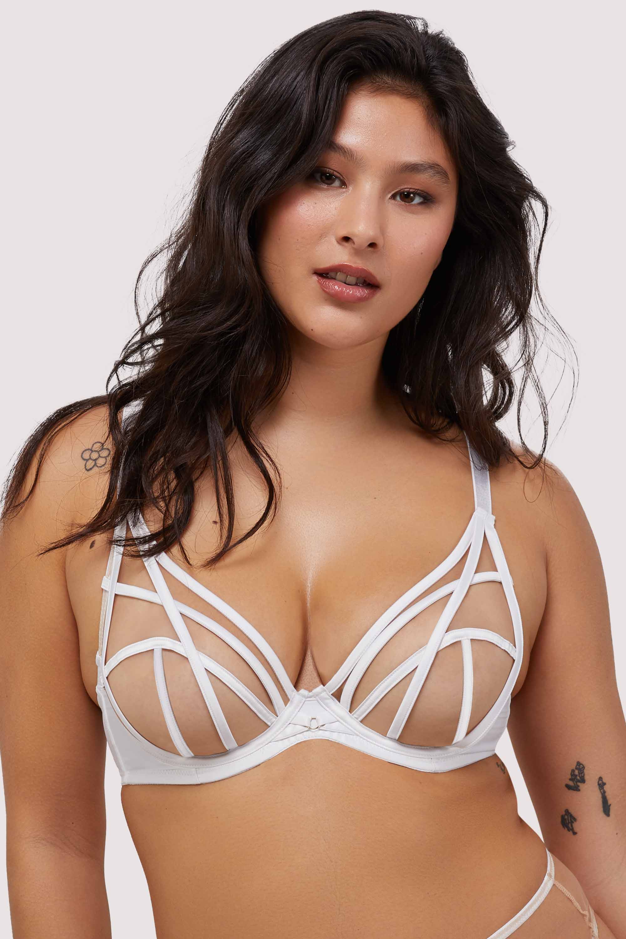 Ramona Optic White Strap Detail Illusion Mesh Bra thumbnail 2