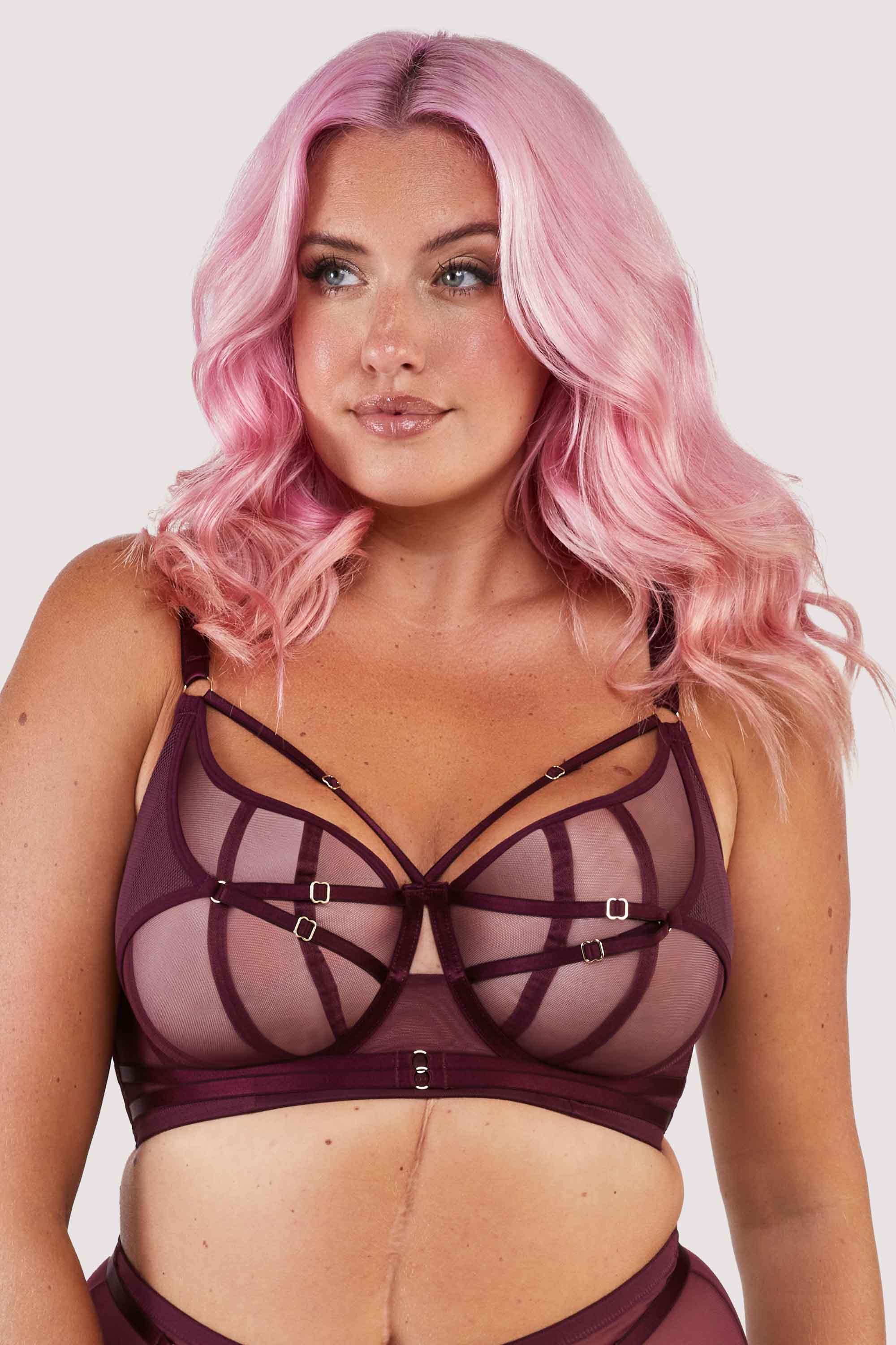 Eddie Wine Crossover Balconette Bra thumbnail 2