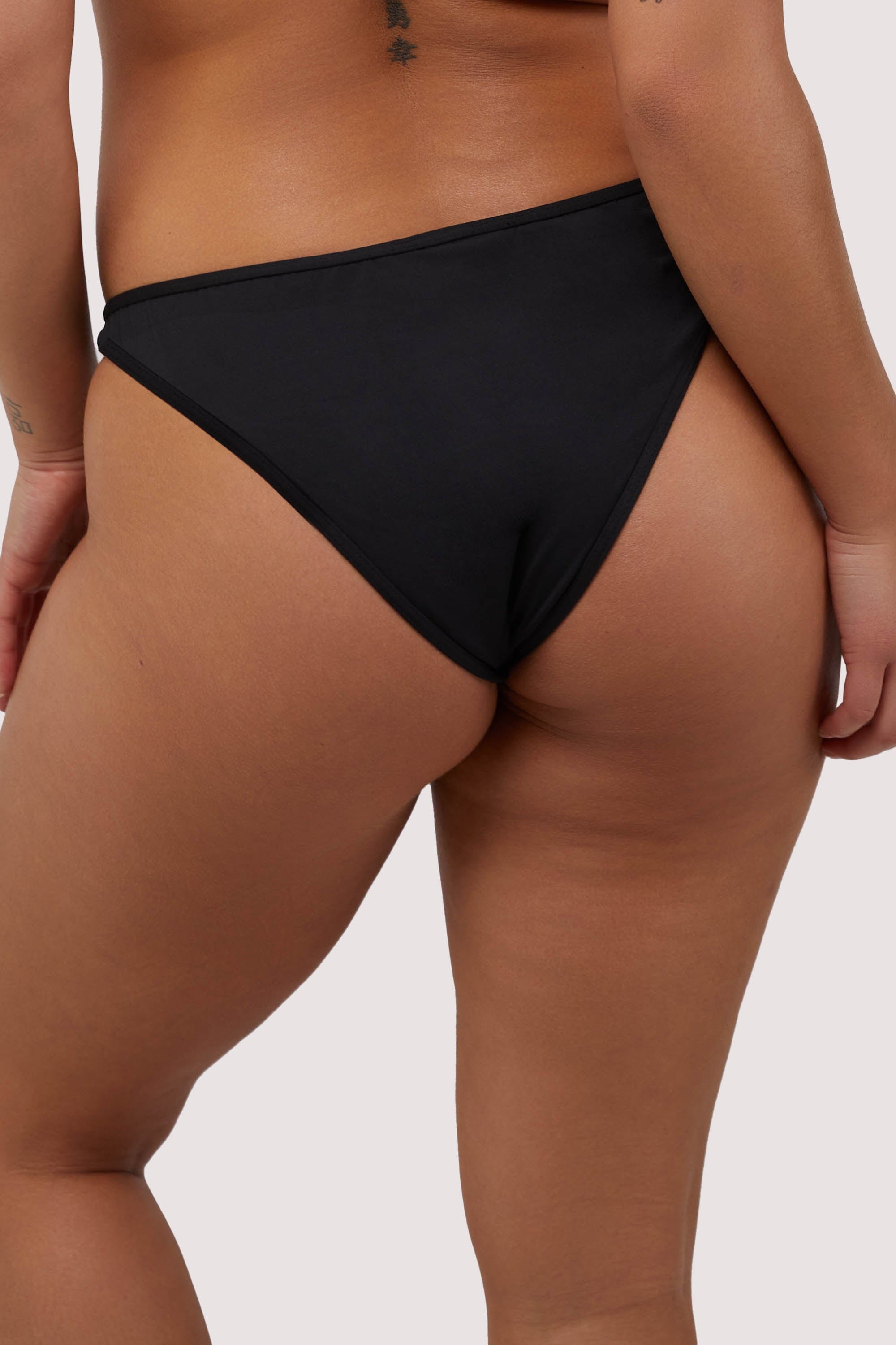 Eloise Black Mid-Rise Bikini Bottoms with Nude Inserts thumbnail 2