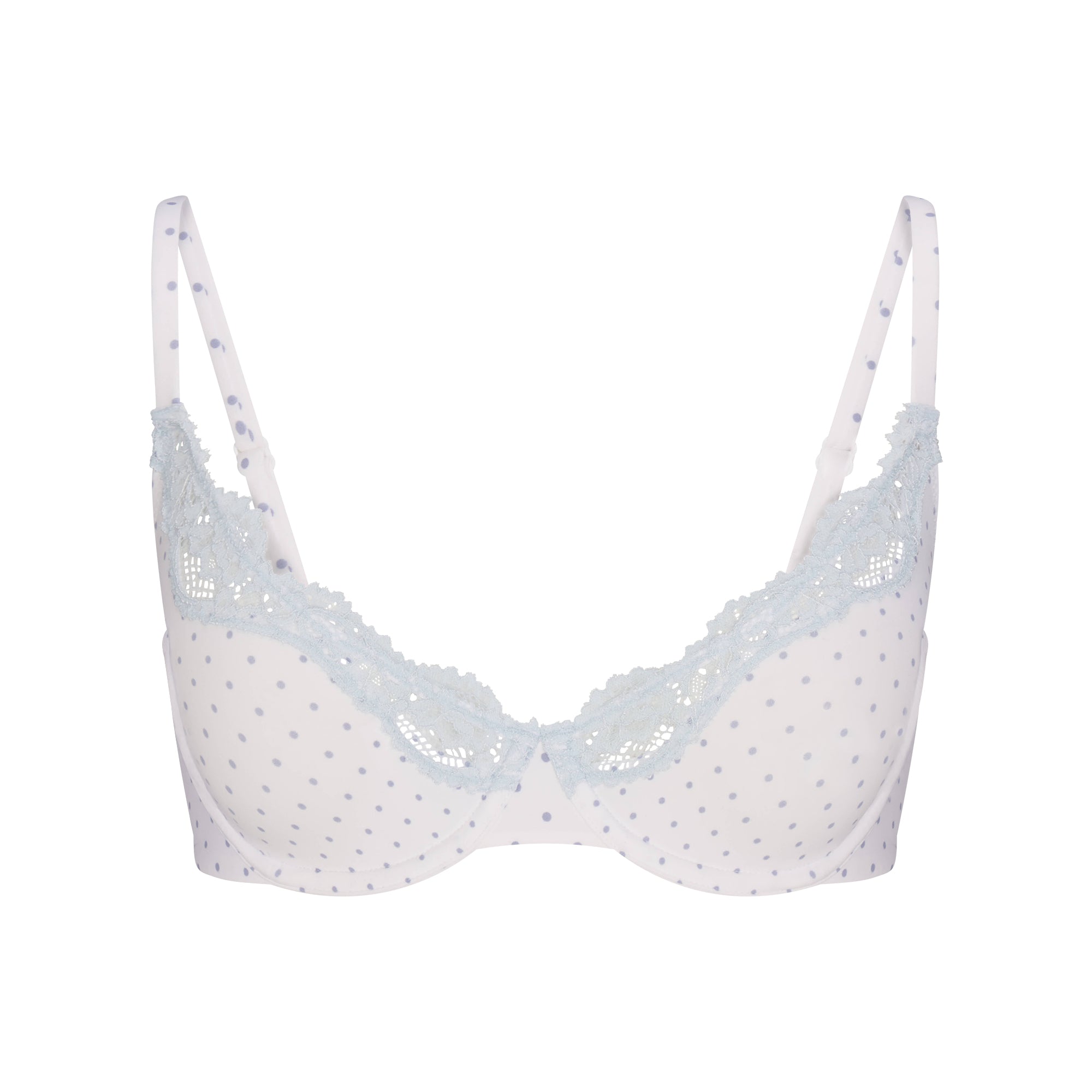 FITS EVERYBODY LACE UNLINED SCOOP BRA | SLATE PIN DOT PRINT