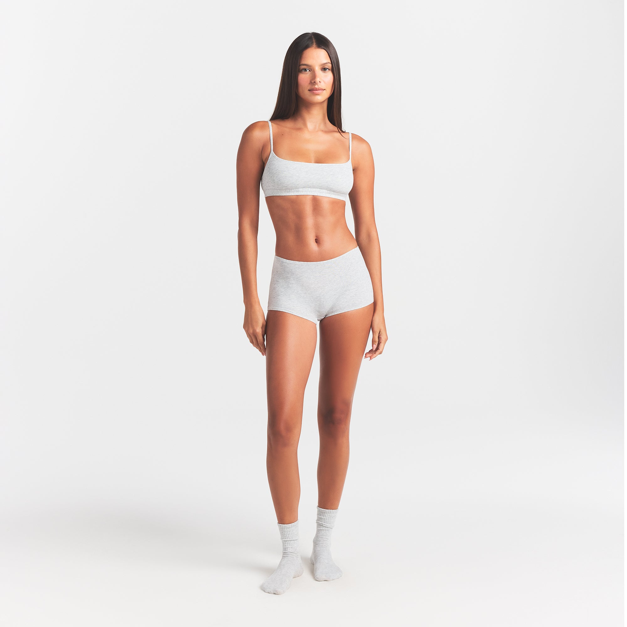 EVERYDAY COTTON BOY SHORT | LIGHT HEATHER GREY thumbnail 2