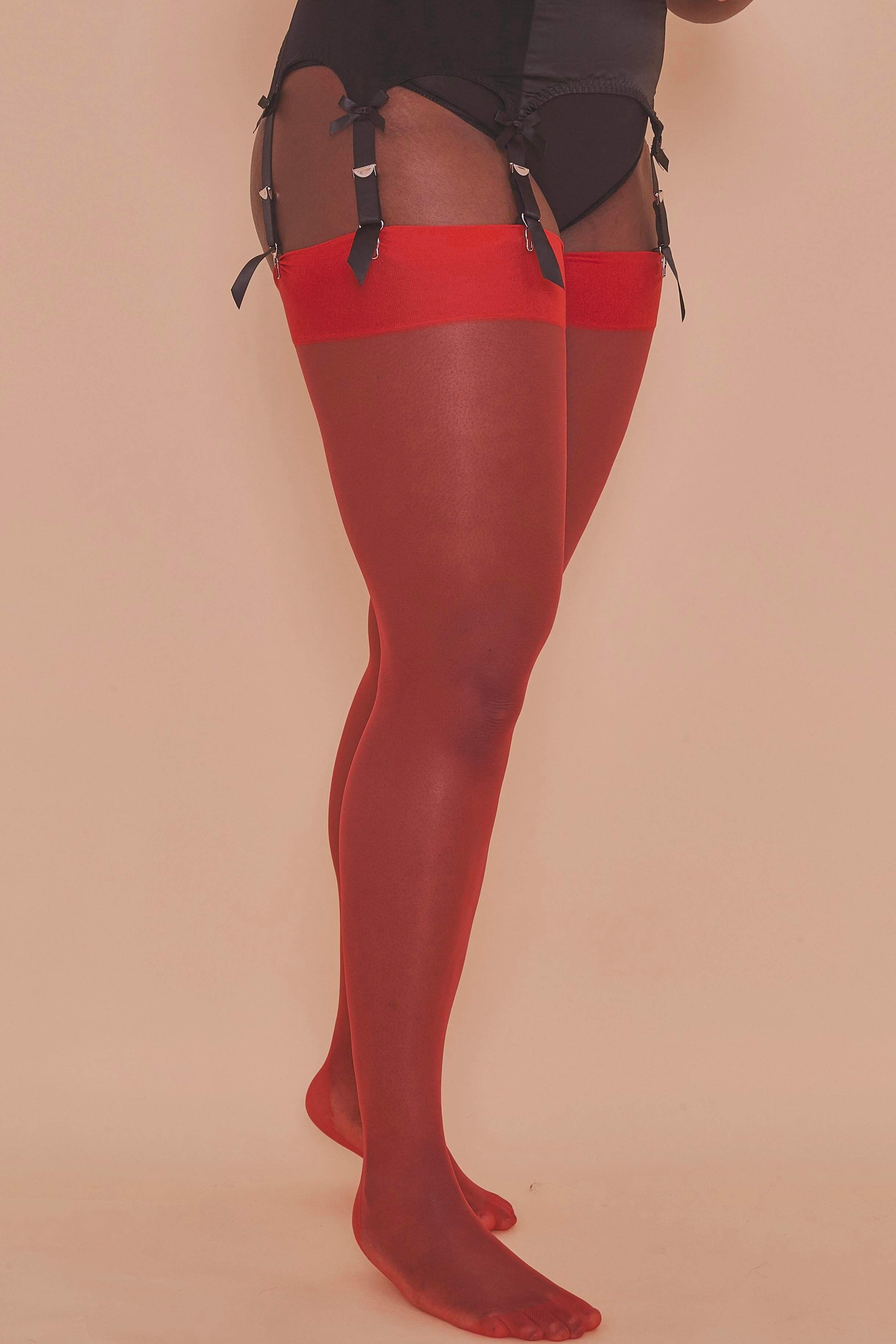 Lollipop Red Seamed Stockings thumbnail 3