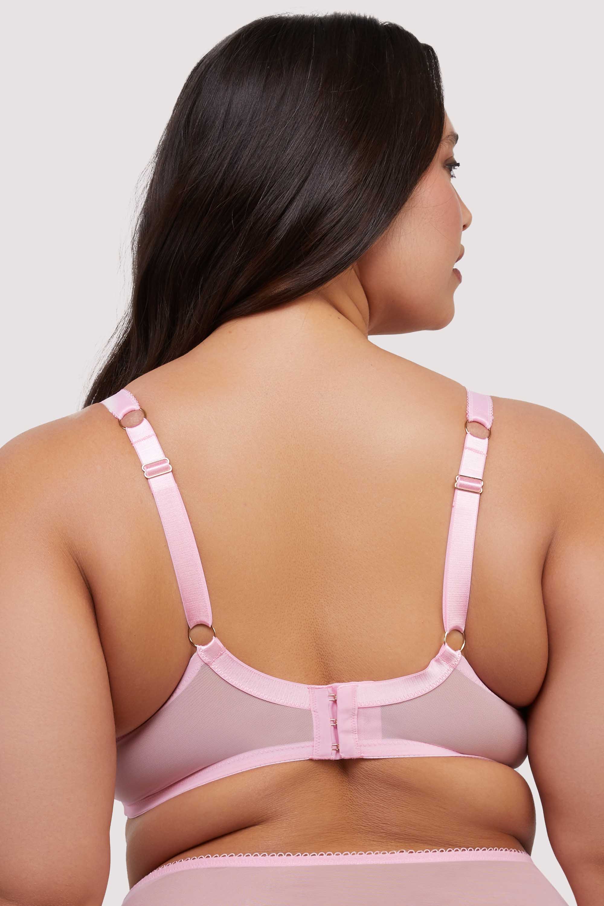 Luna Pastel Pink Embroidery Picot Elastic Plunge Bra thumbnail 3