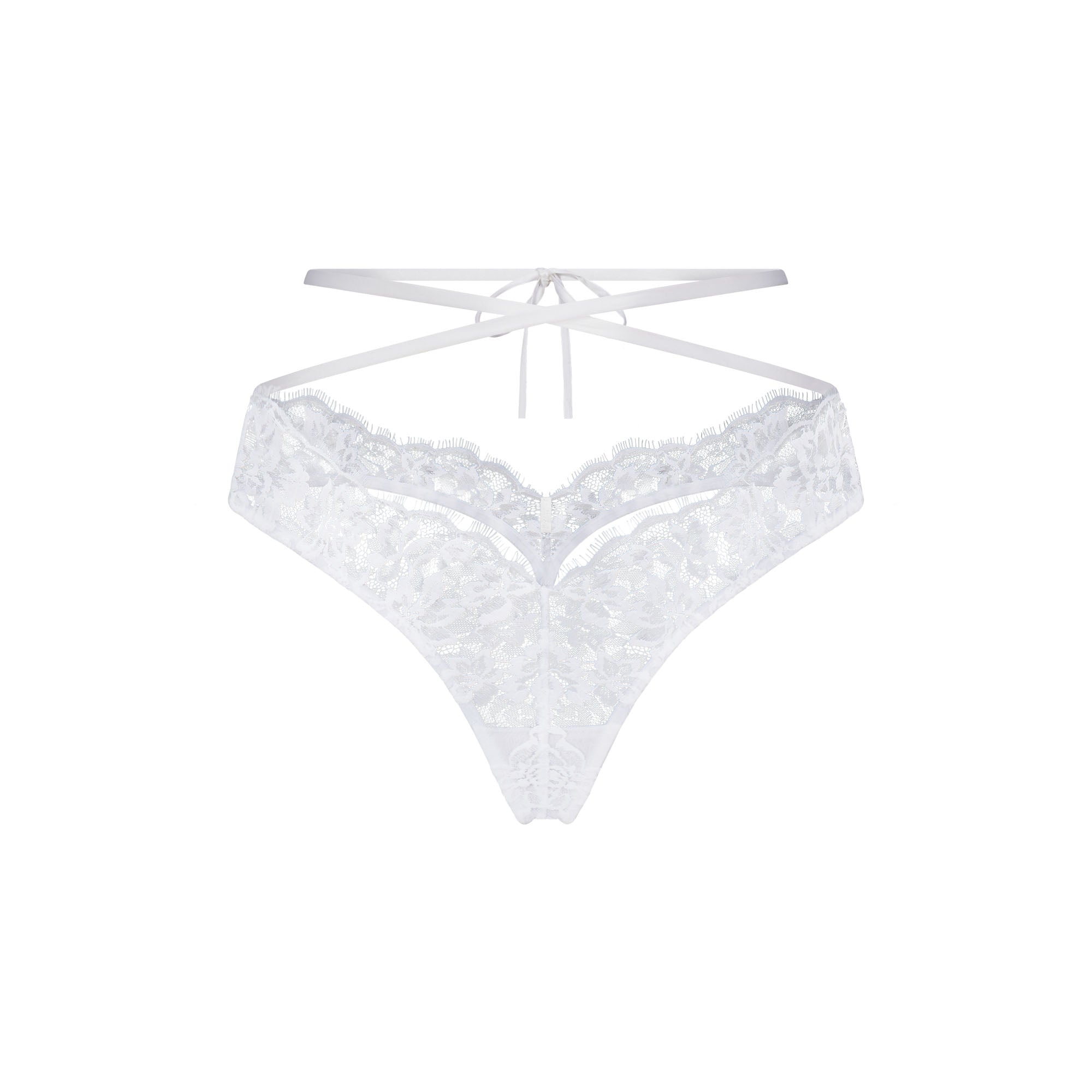 SKIMS LACE BUTTERFLY THONG | SNOW