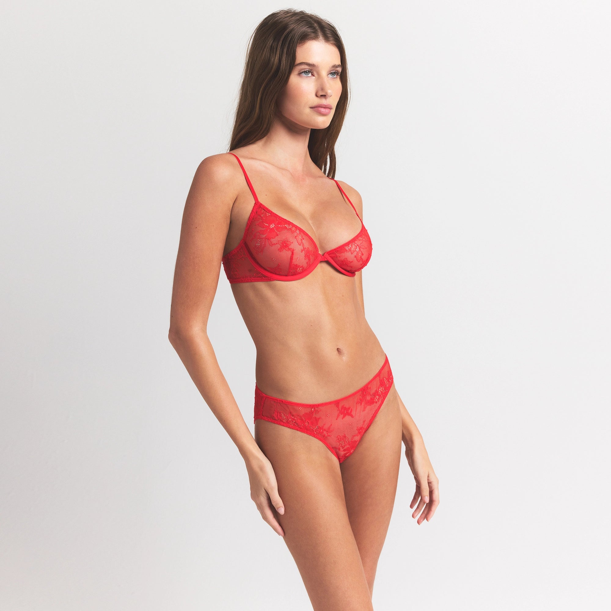 ULTRA FINE LACE UNLINED SCOOP BRA | RUBY thumbnail 3