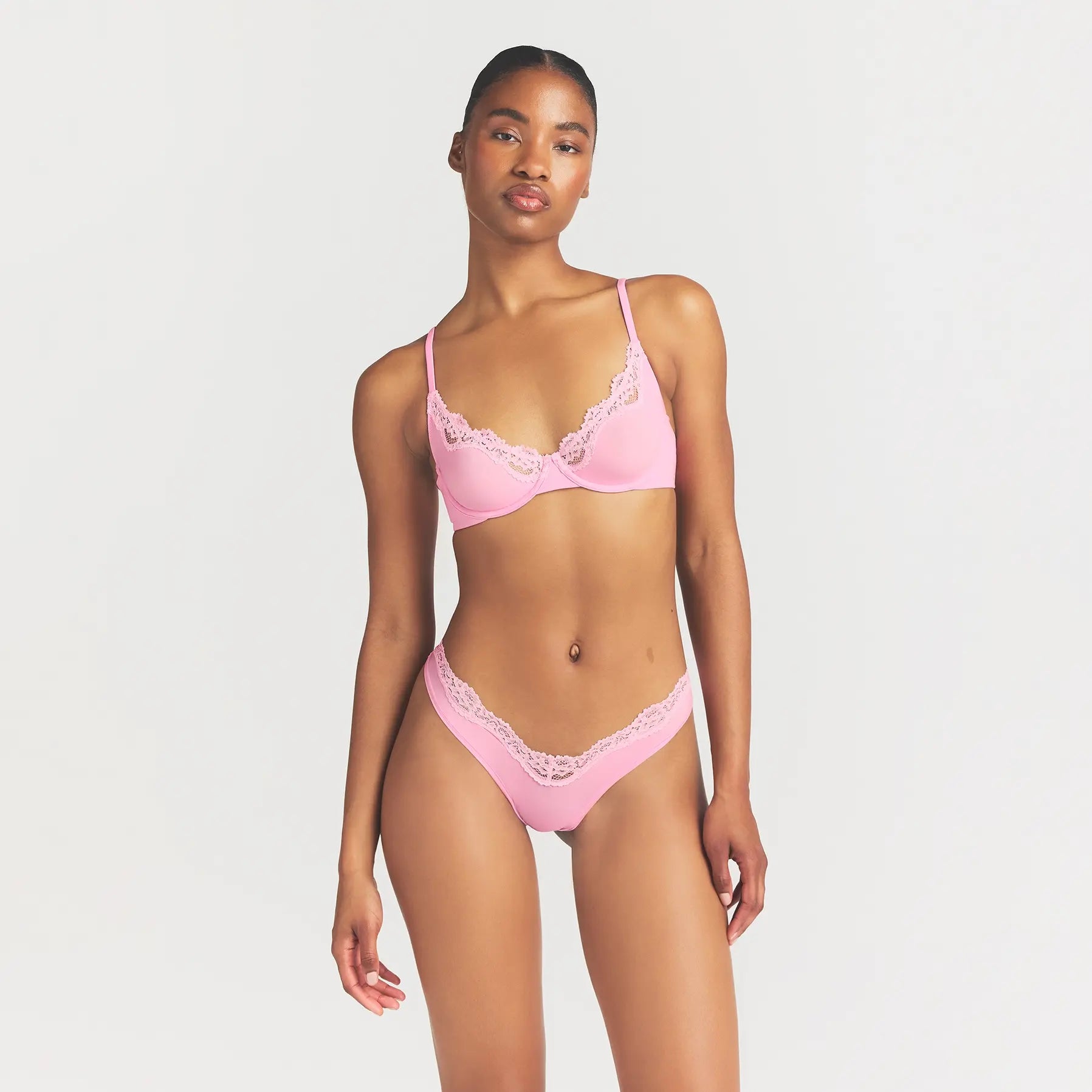 FITS EVERYBODY LACE UNLINED SCOOP BRA | BUBBLE GUM TONAL thumbnail 3