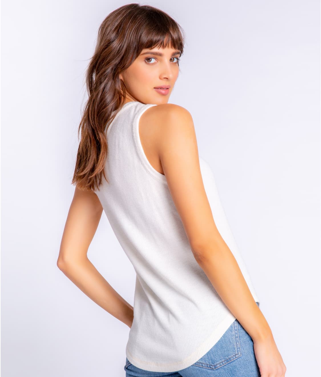 Textured Essentials V-Neck Ribbed Knit Tank thumbnail 2