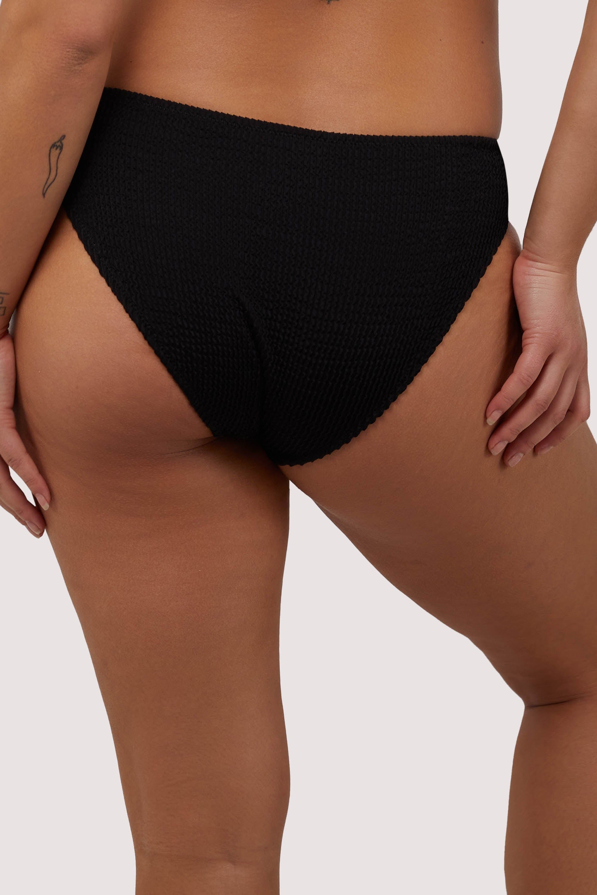 Black Textured Ruched Sides Bikini Bottom thumbnail 2