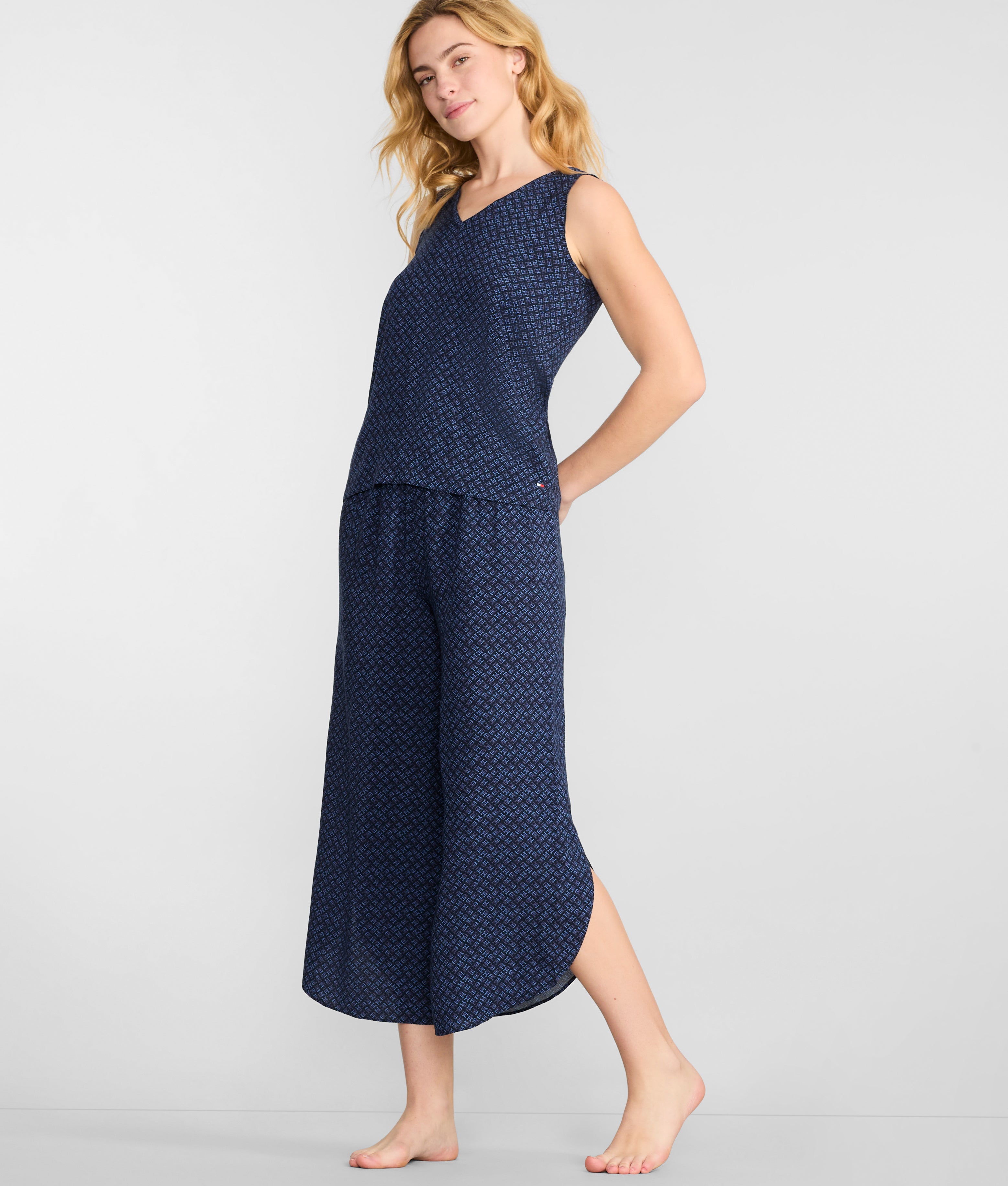 Tank & Cropped Woven Pajama Set
