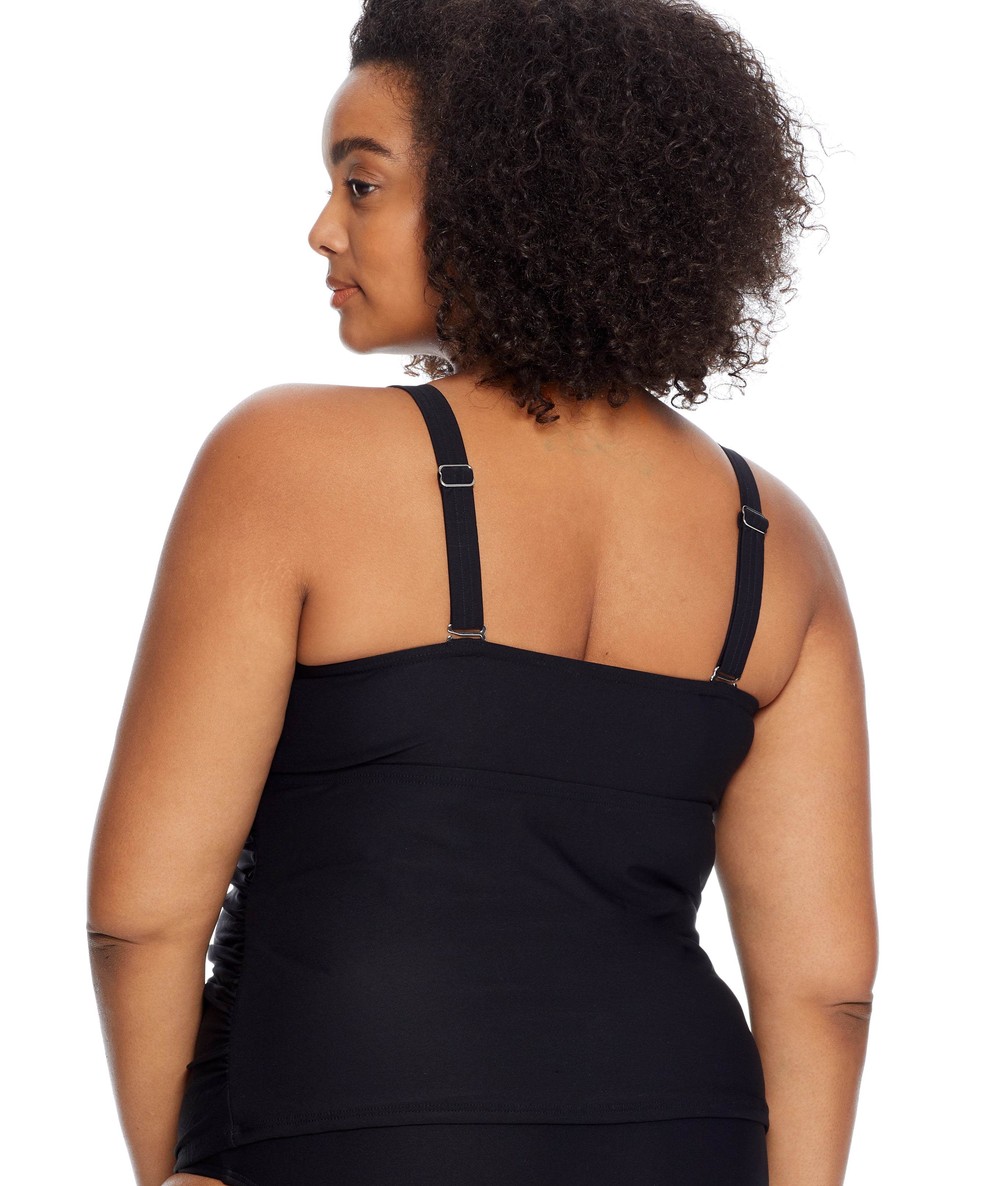 Plus Size Eco Onyx Shirred Underwire Tankini Top thumbnail 3