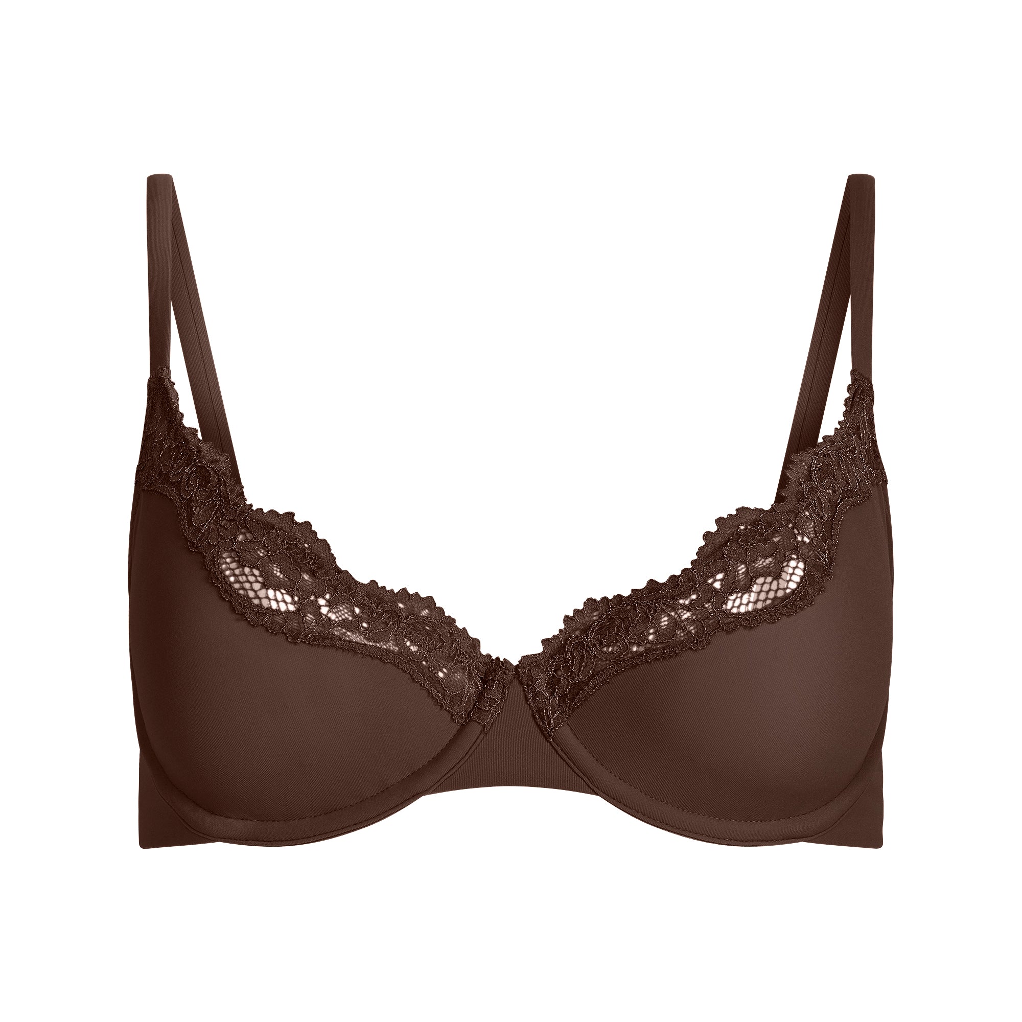 FITS EVERYBODY LACE UNLINED SCOOP BRA | ESPRESSO