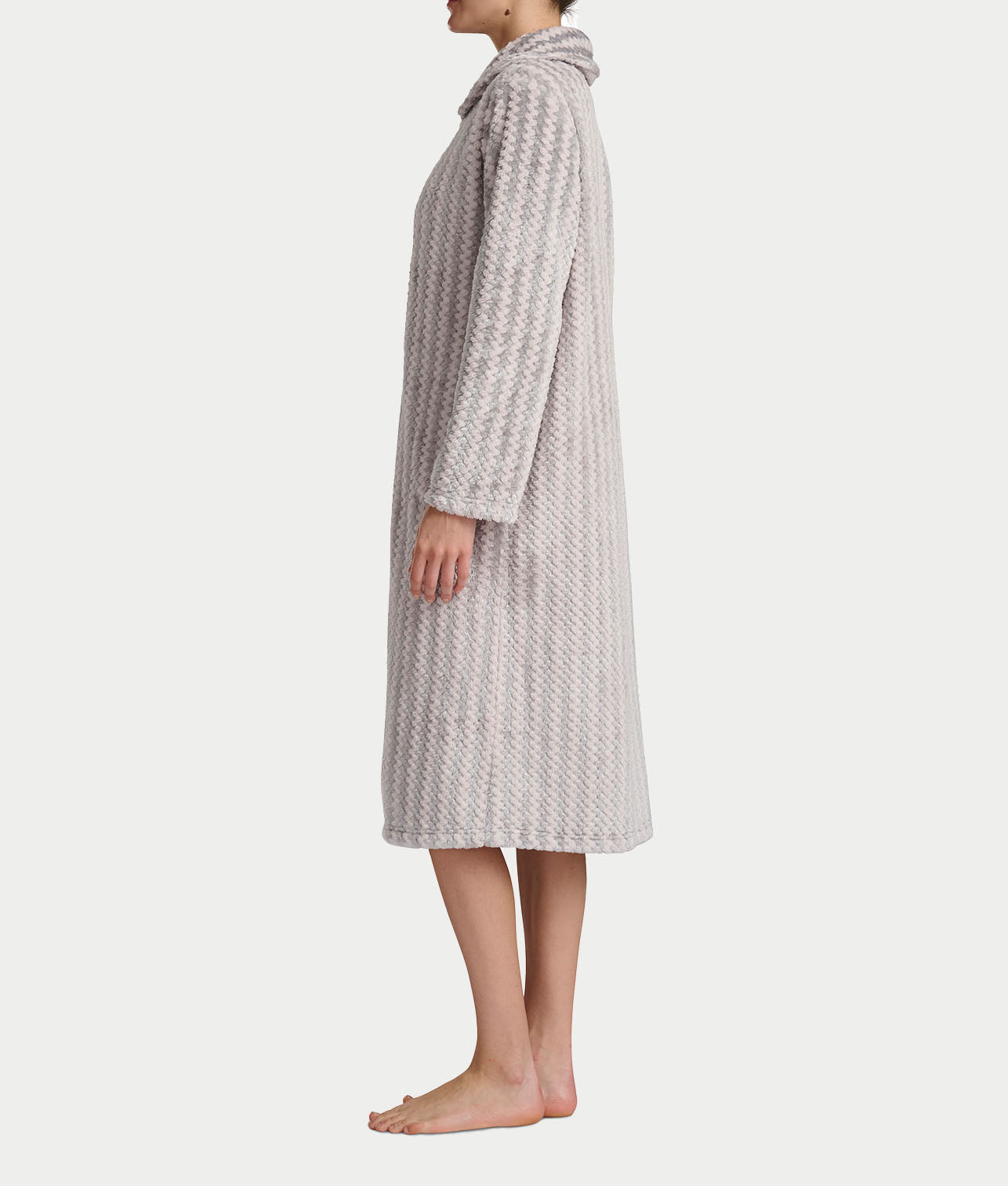Plush Long Sleeve 47" Shawl Collar Zip Robe thumbnail 3