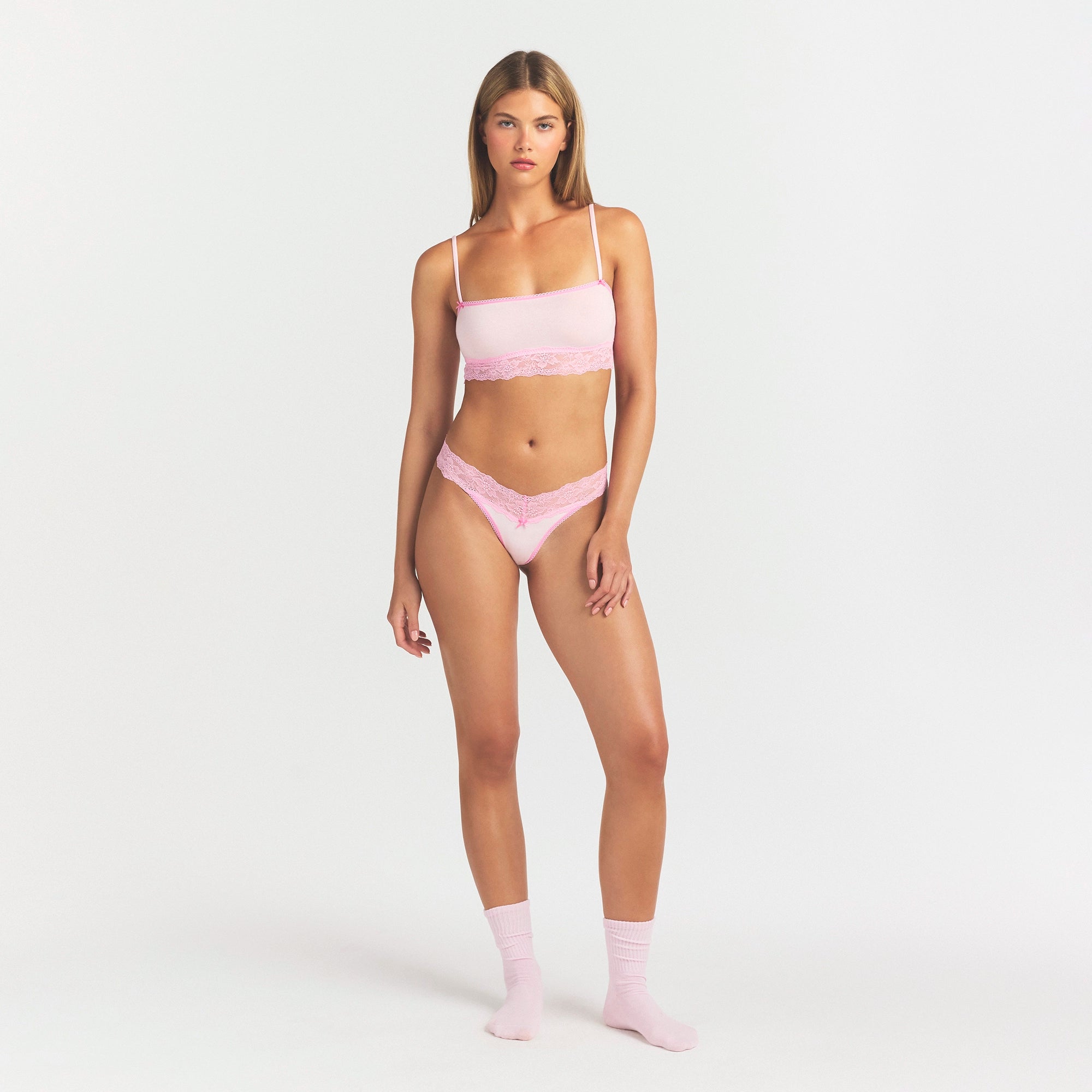 LIGHTWEIGHT COTTON WIDE LACE THONG | CHERRY BLOSSOM TONAL thumbnail 2