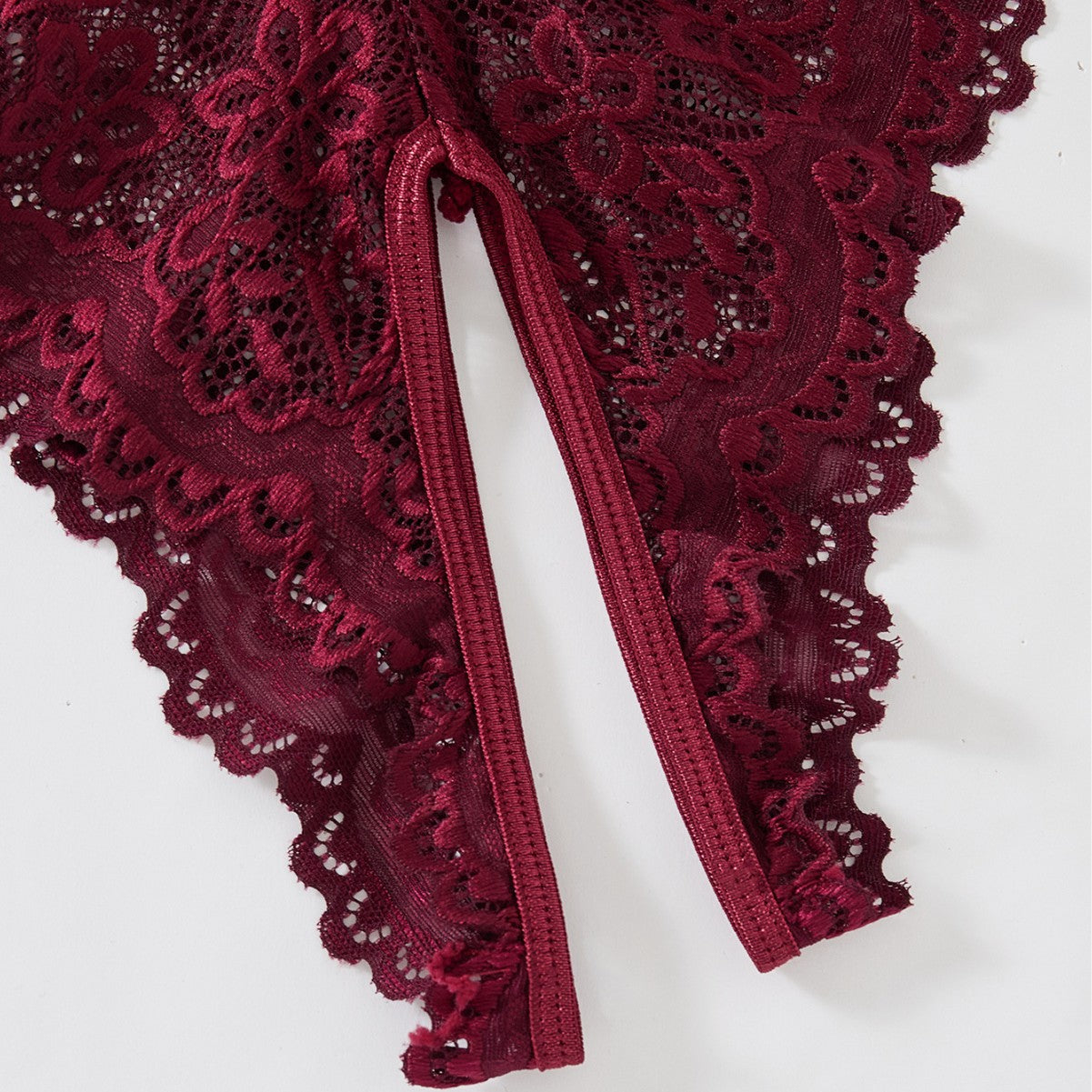 Elegant Floral Lace Deep V Bodysuit with Strappy Back Detail thumbnail 3