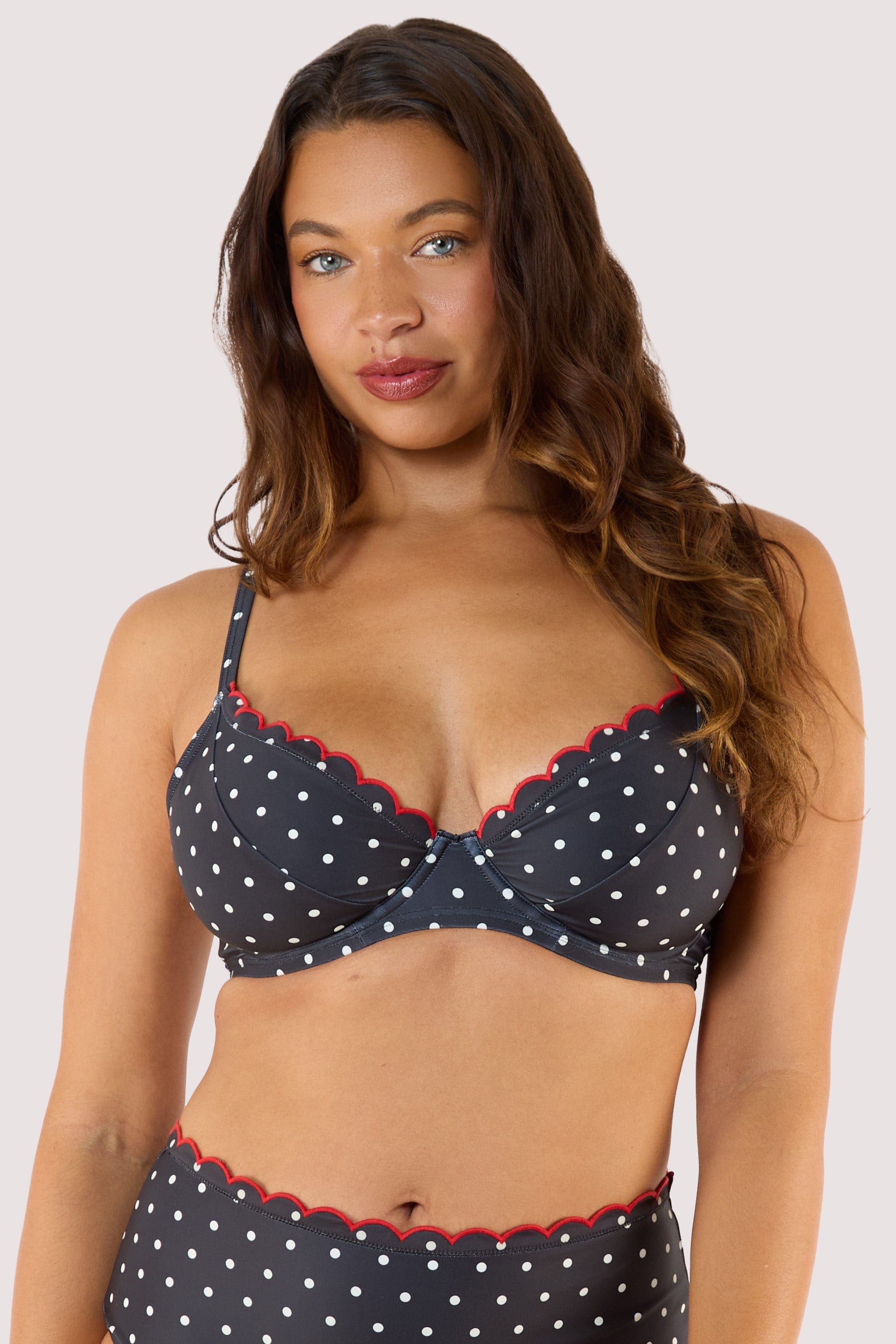 Dottie Polka Dot Scallop Underwired Plunge Top thumbnail 2
