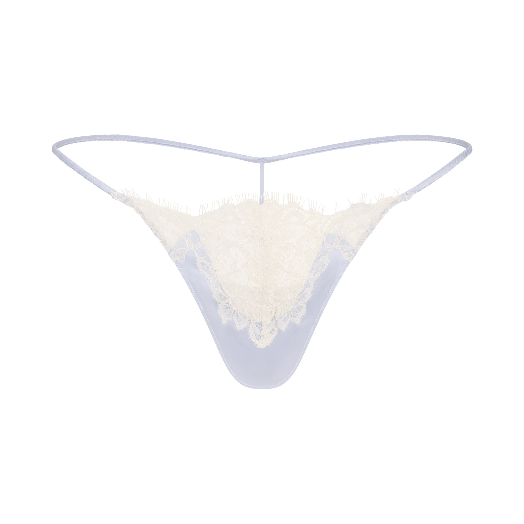 SILK LACE STRING THONG | PERIWINKLE CONTRAST