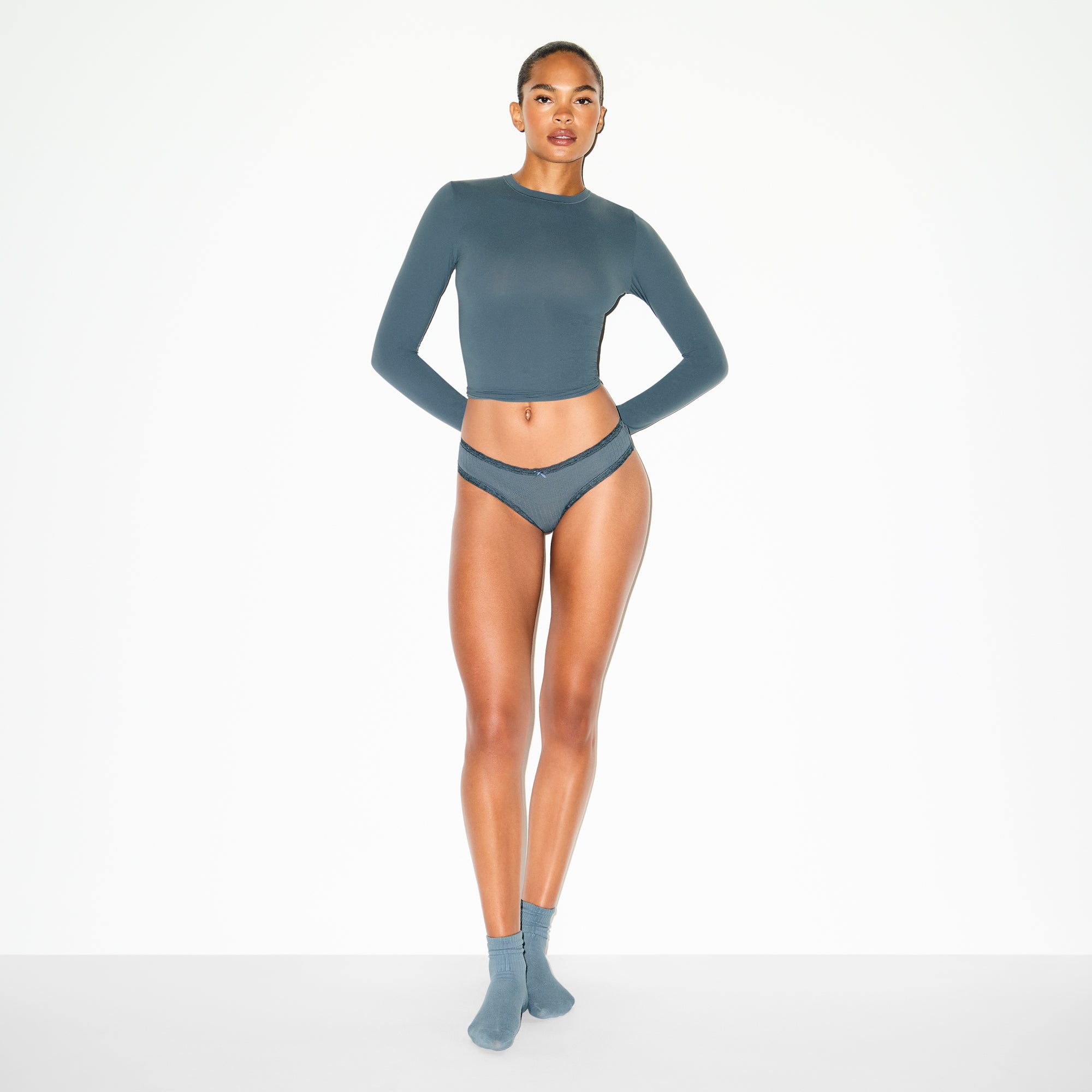 LIGHTWEIGHT COTTON POINTELLE LACE BRIEF | ZIRCON TONAL thumbnail 2
