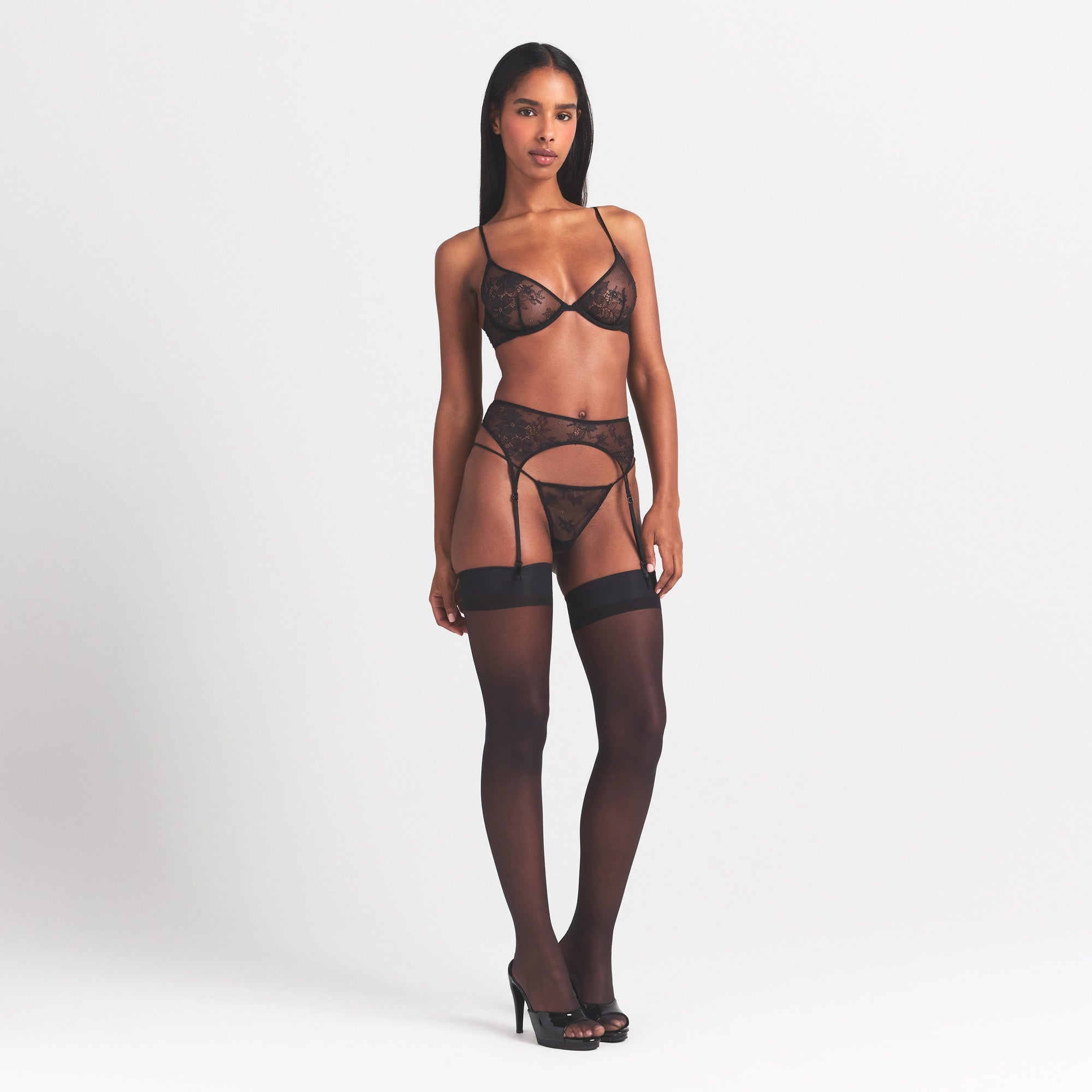 ULTRA FINE LACE UNLINED SCOOP BRA | ONYX thumbnail 2