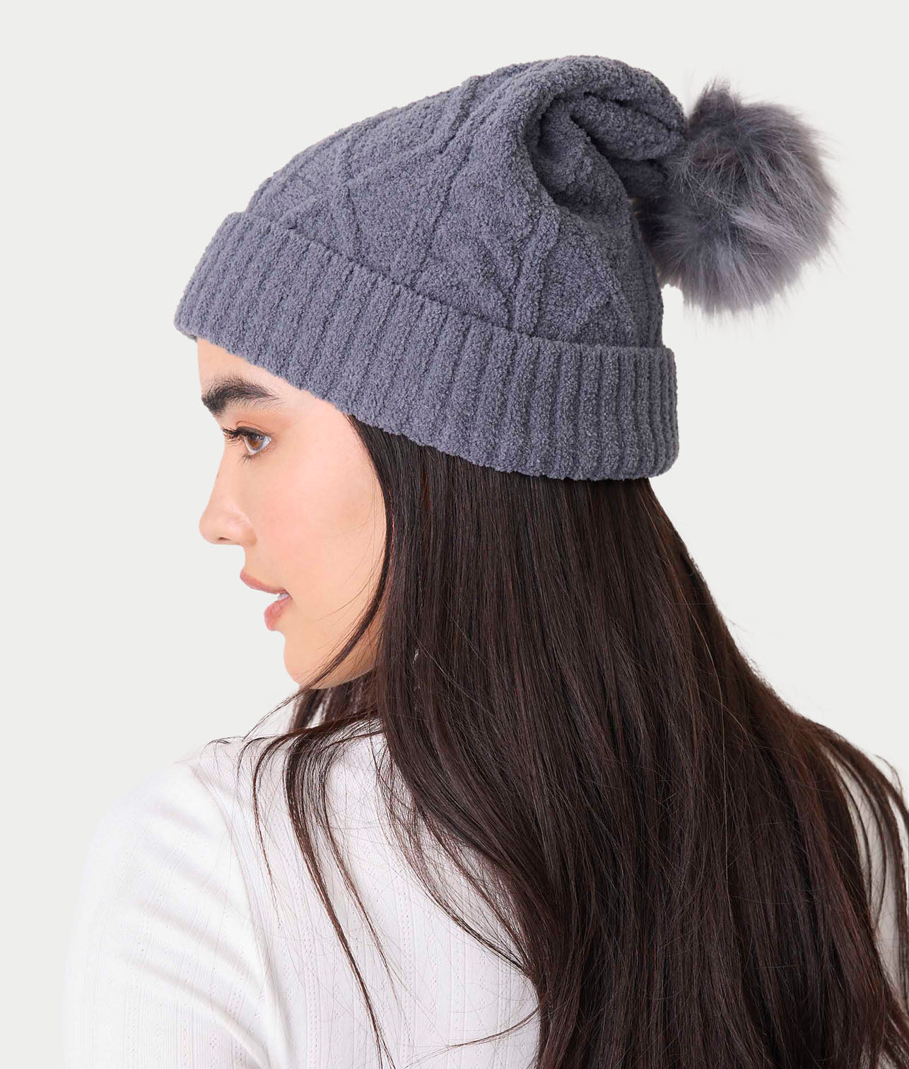 Chenille Cable Knit Crew Beanie
