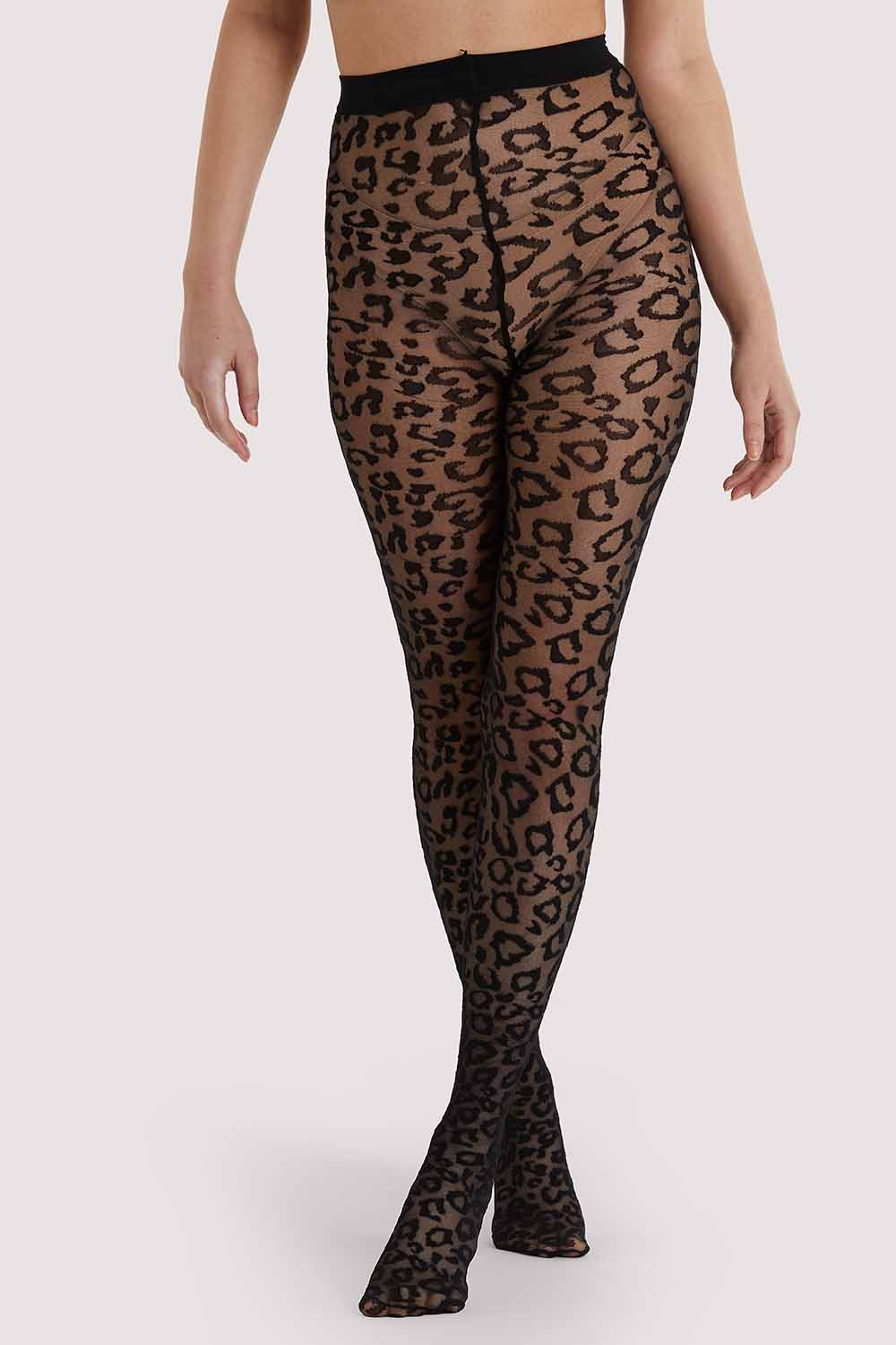 Leopard Knit Tights - Black thumbnail 2
