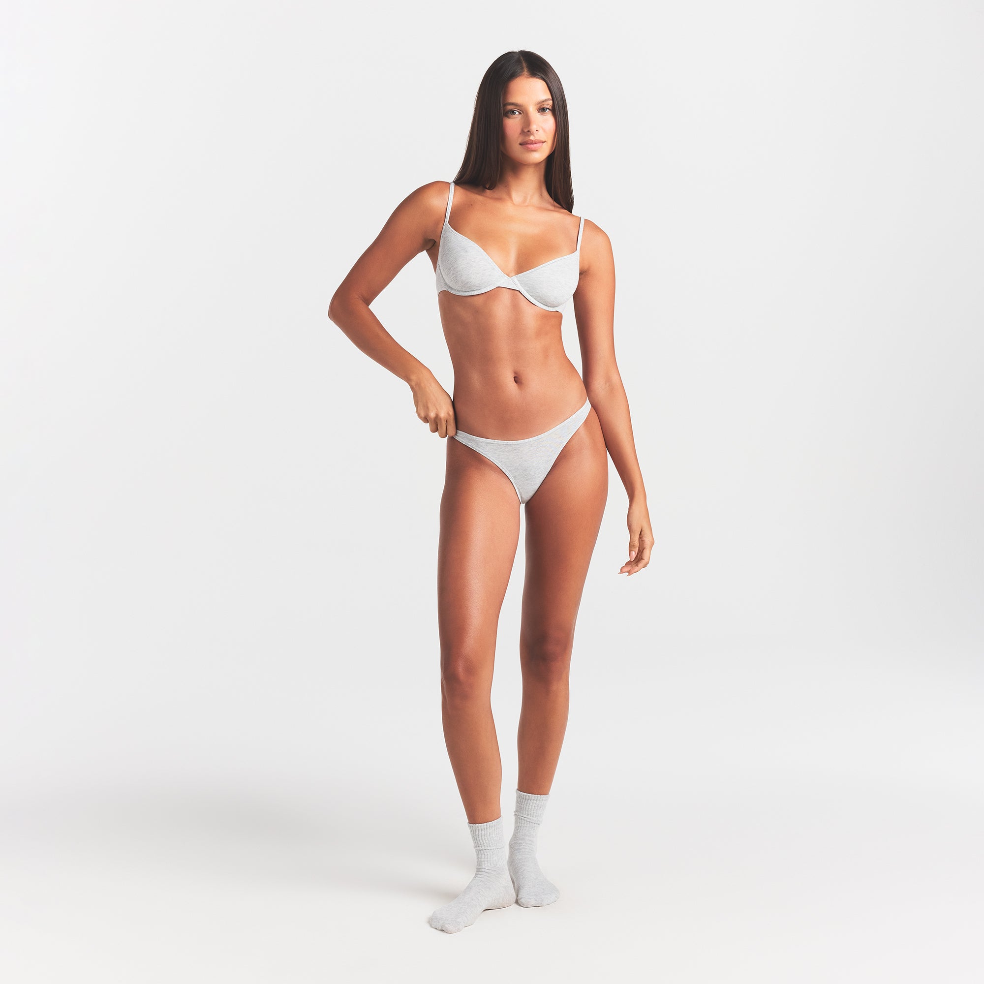 EVERYDAY COTTON BIKINI | LIGHT HEATHER GREY thumbnail 2