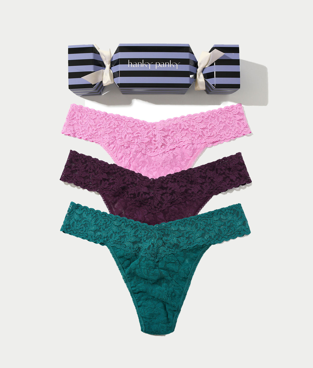 Holiday Cracker Signature Lace Original Rise Thong 3-Pack