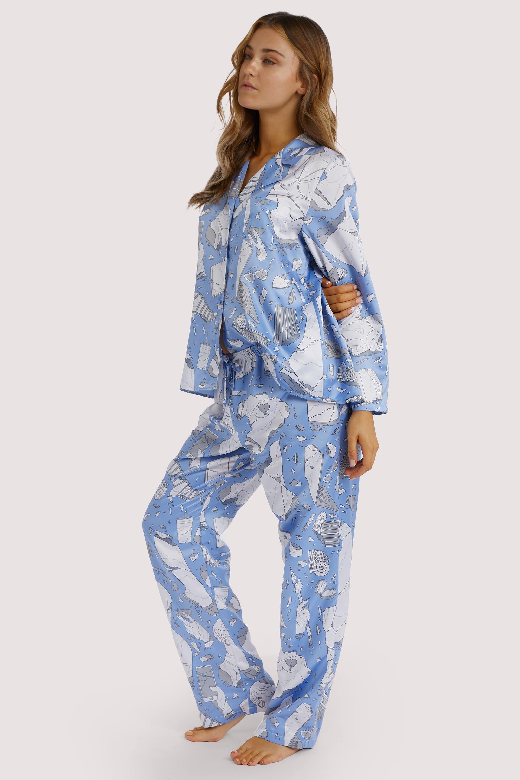 Logan Spector Recycled Blue Statues Long Sleeve Top thumbnail 3