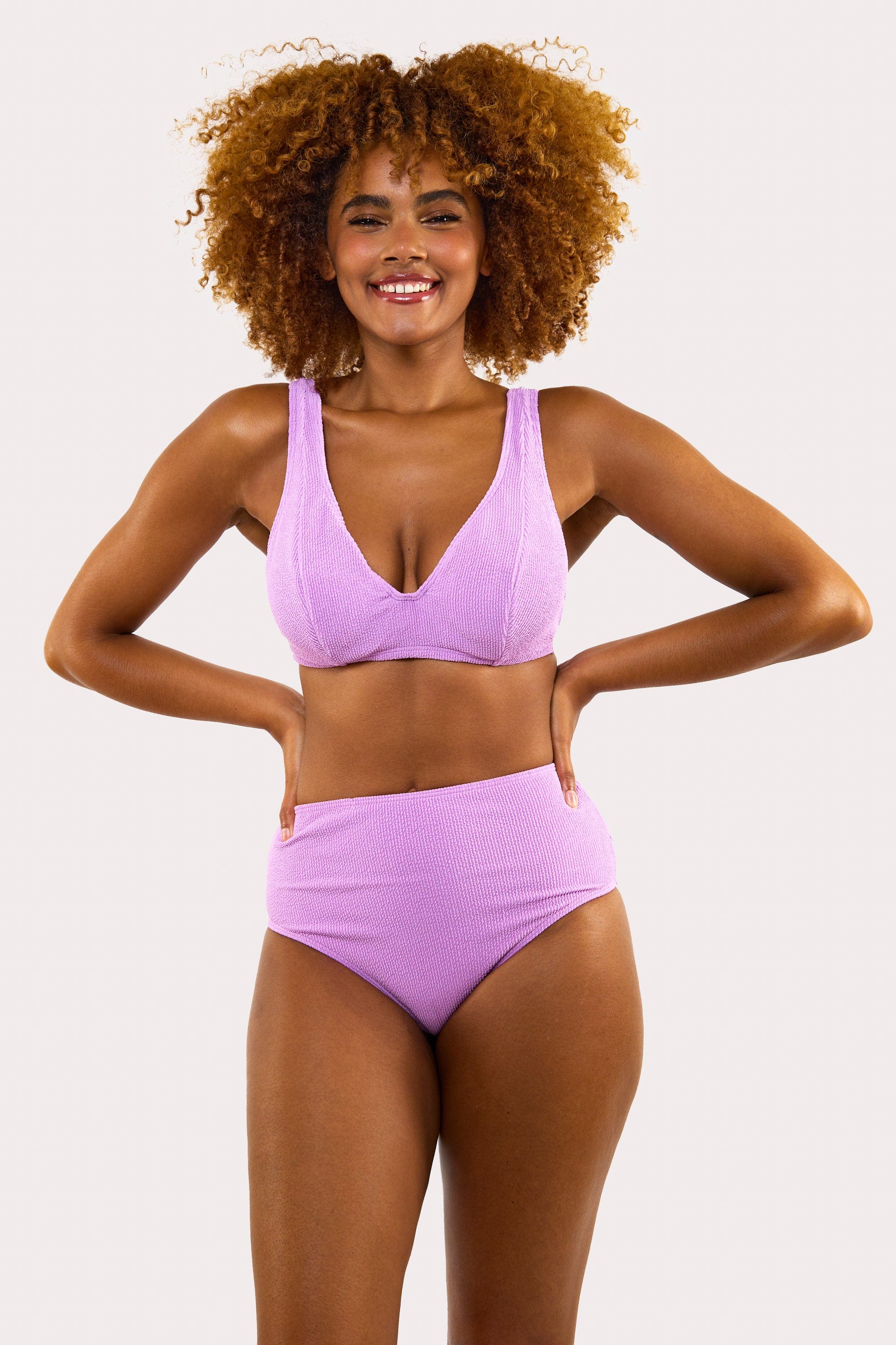 Mila Lilac Scrunch High-Waisted Bikini Bottom thumbnail 3