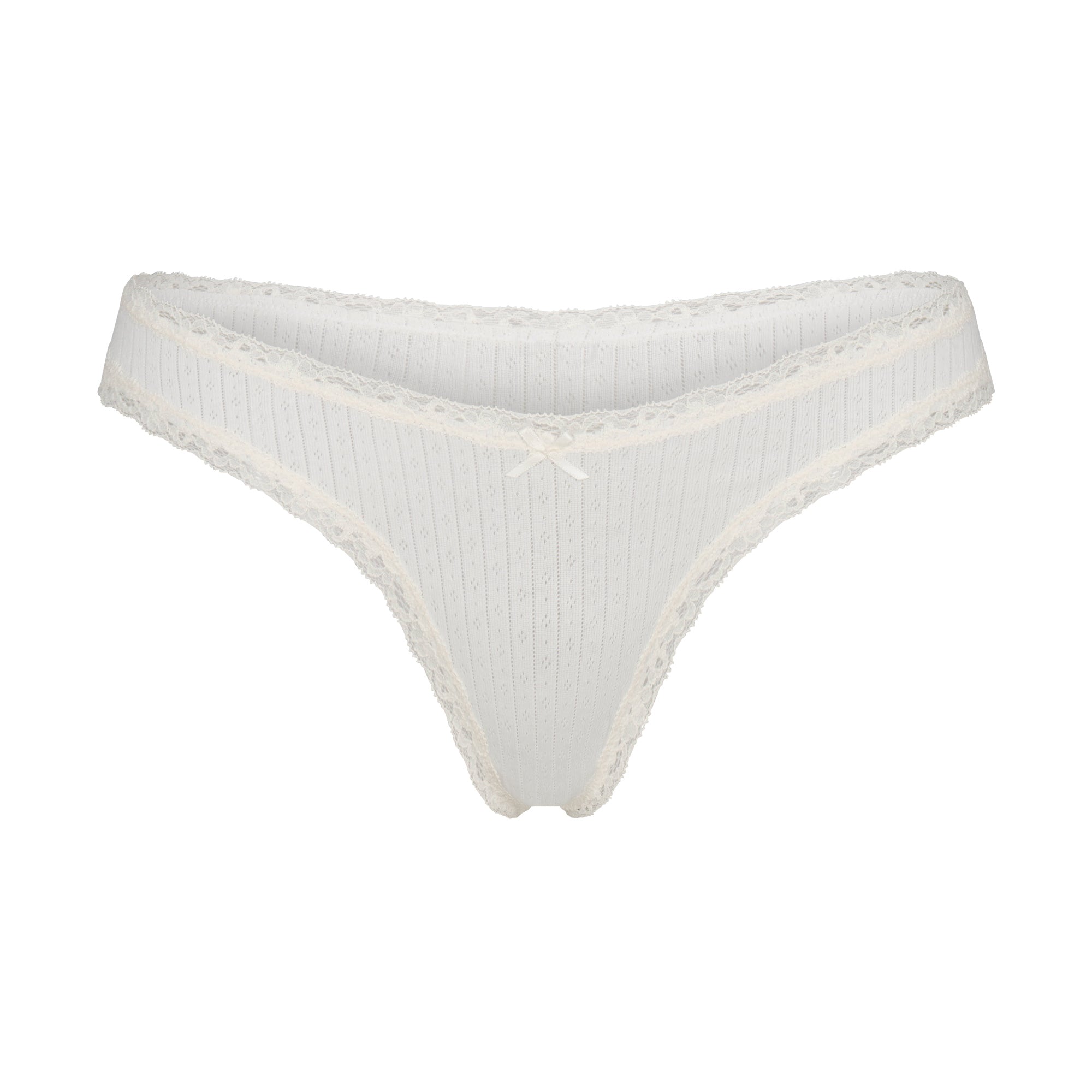 LIGHTWEIGHT COTTON POINTELLE LACE THONG | MARBLE TONAL