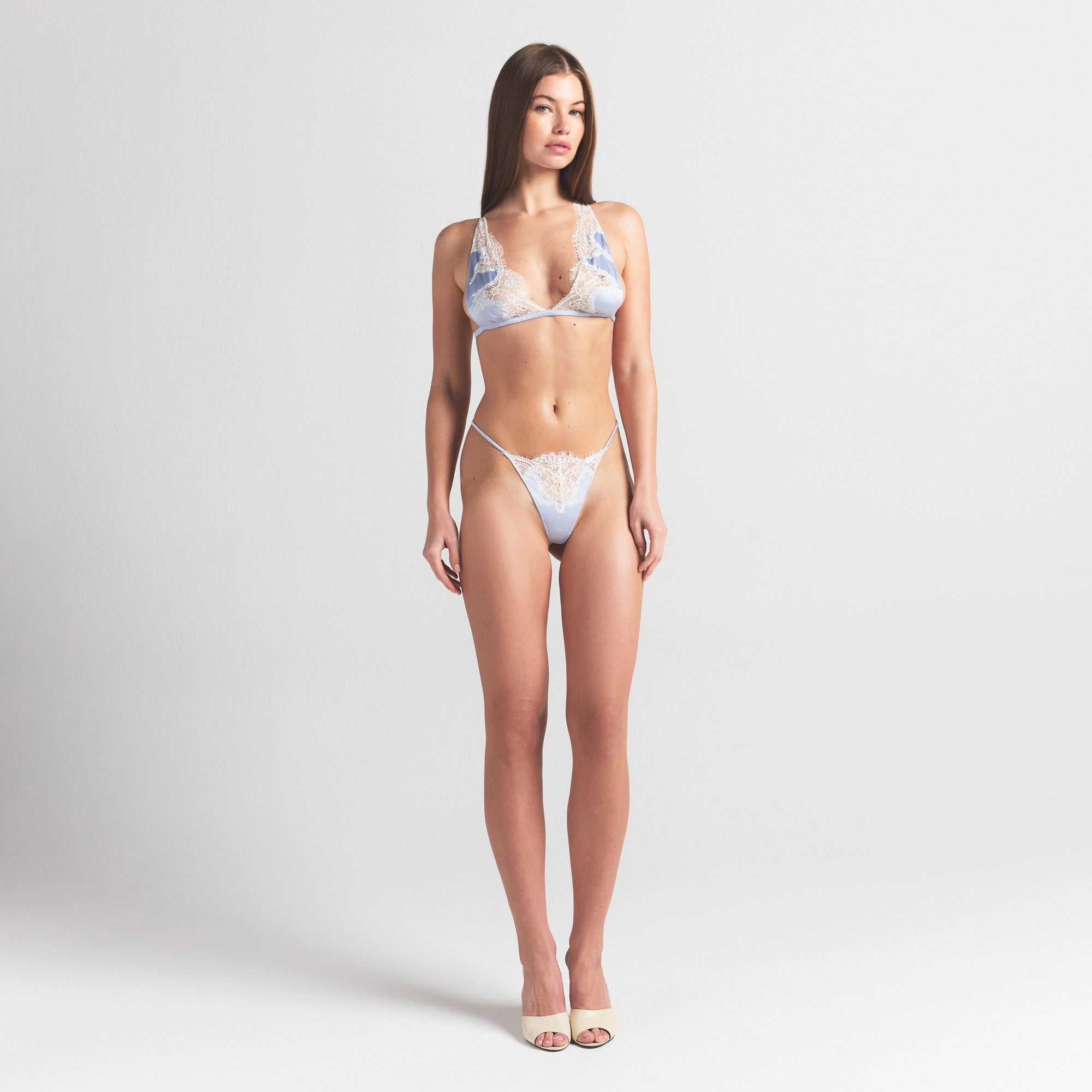 SILK LACE STRING THONG | PERIWINKLE CONTRAST thumbnail 2