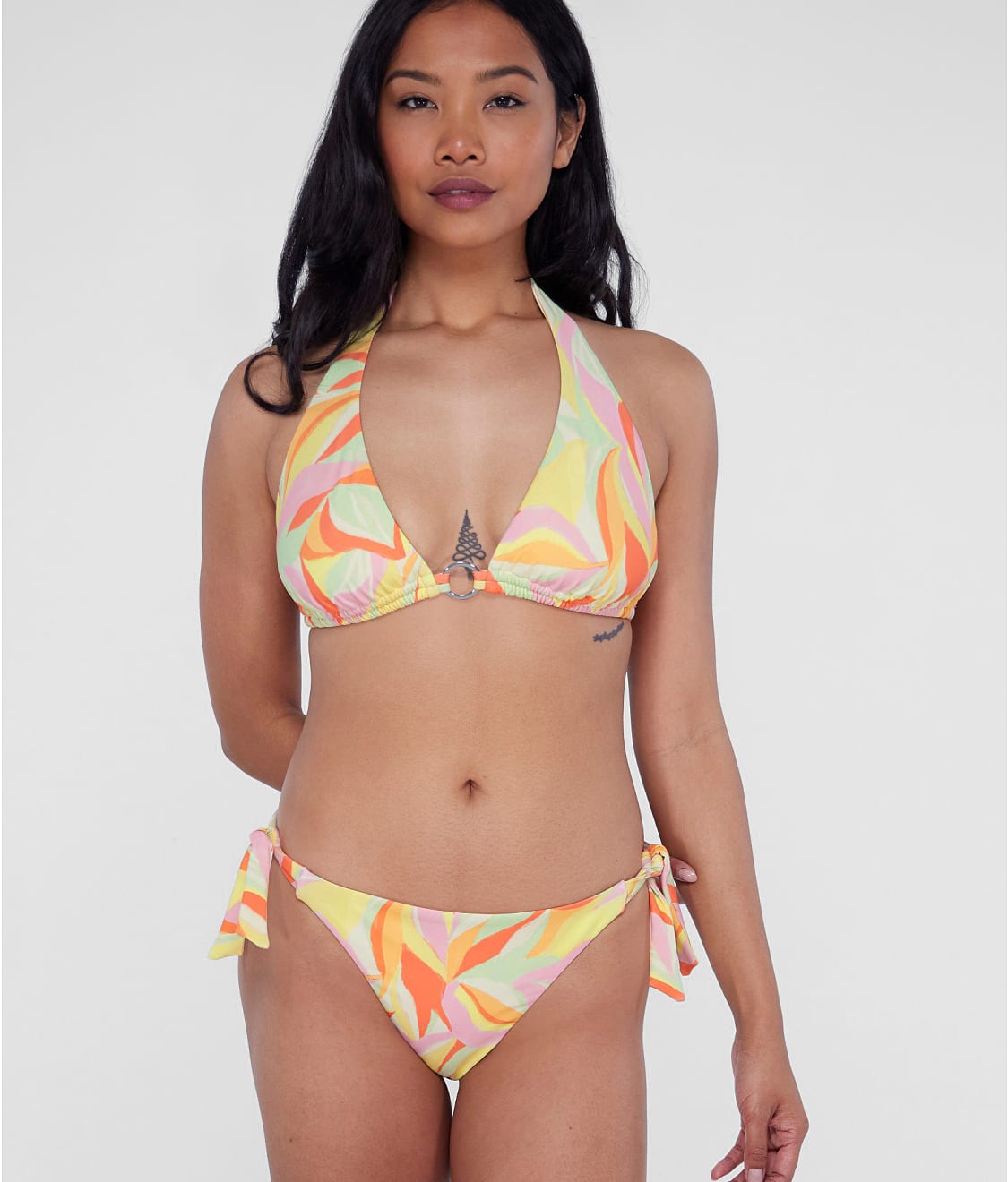 Ring-Front Triangle Halter Bikini Top
