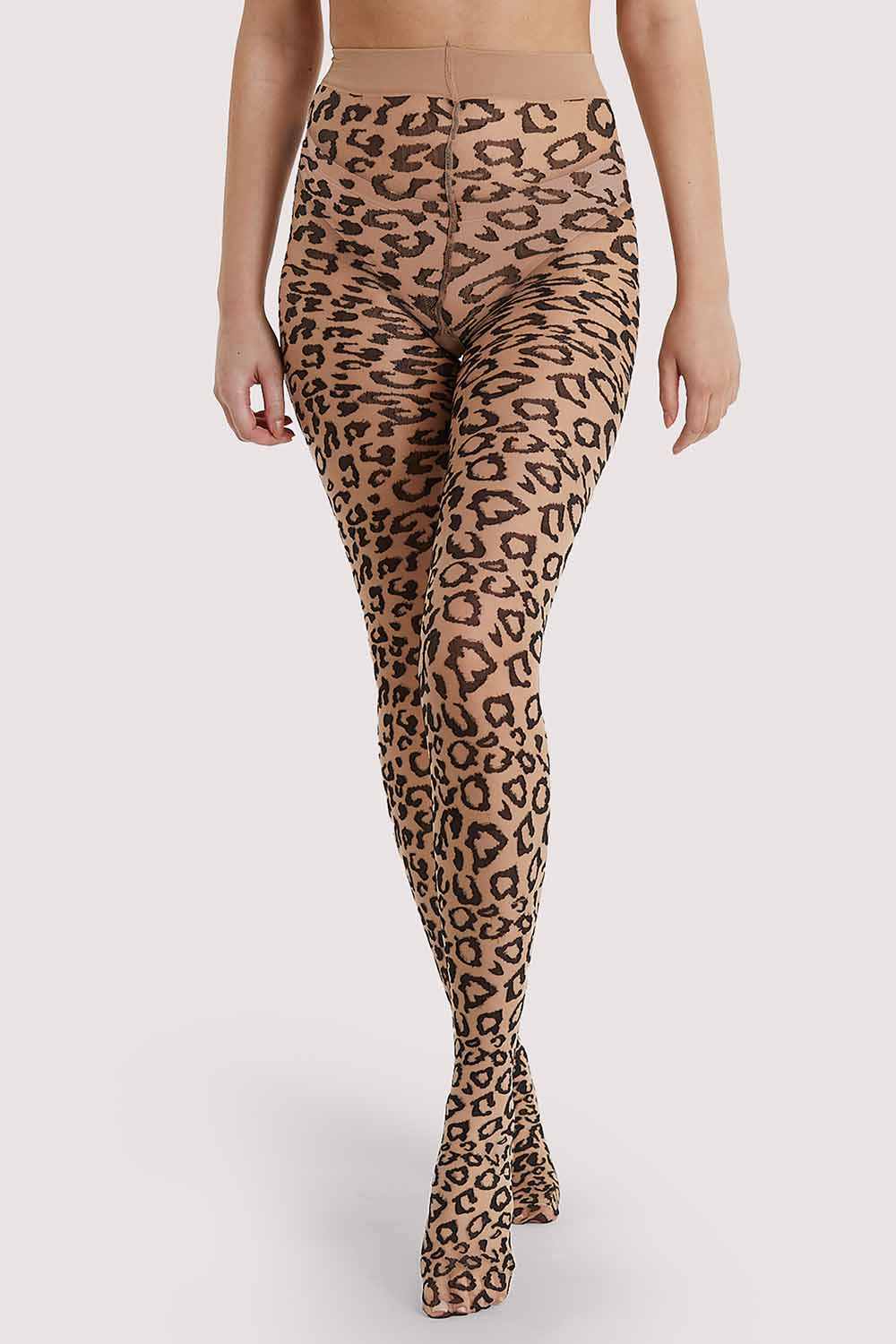 Leopard Knit Tights Light Nude/Black thumbnail 2