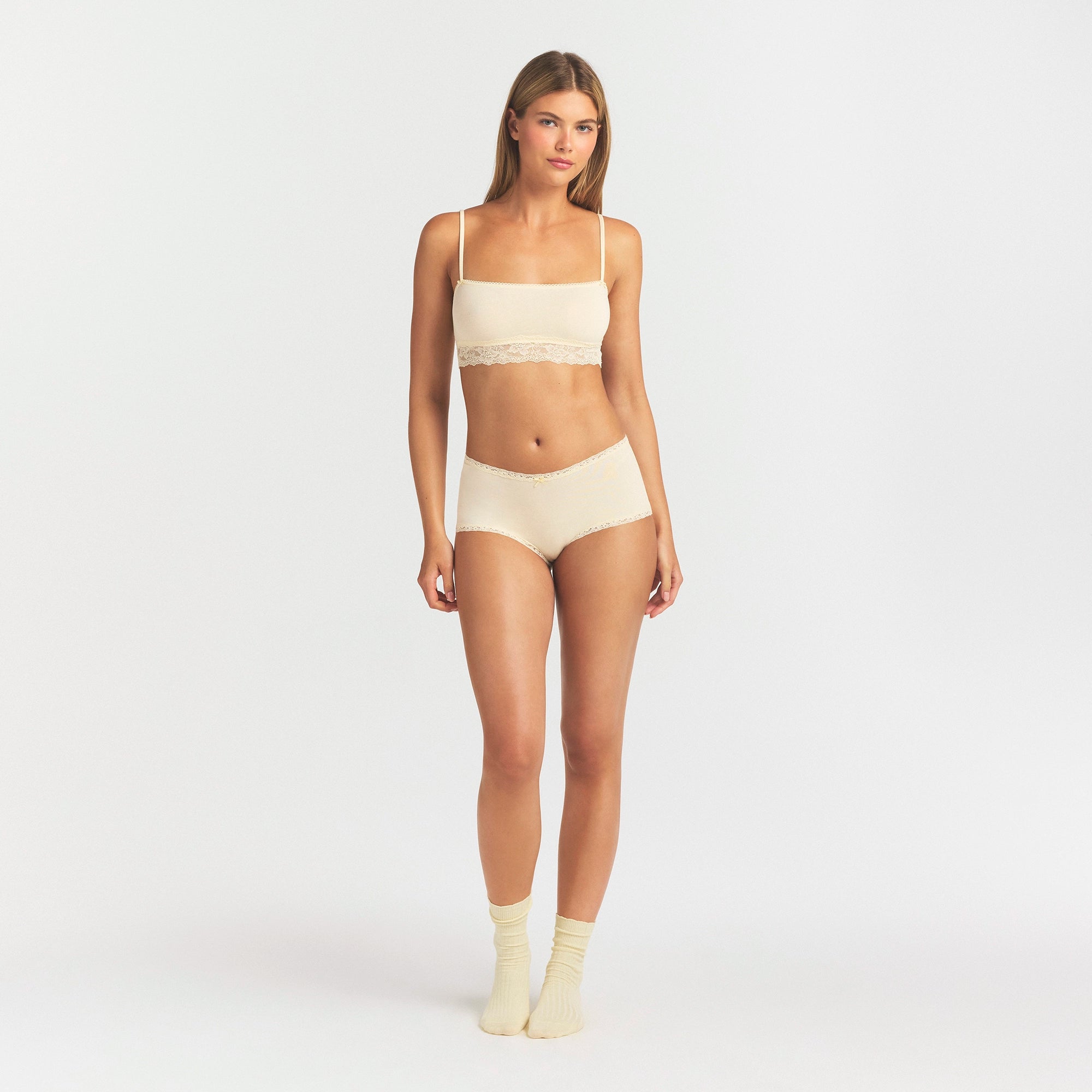 LIGHTWEIGHT COTTON LACE BOY SHORT | BUTTER TONAL thumbnail 2