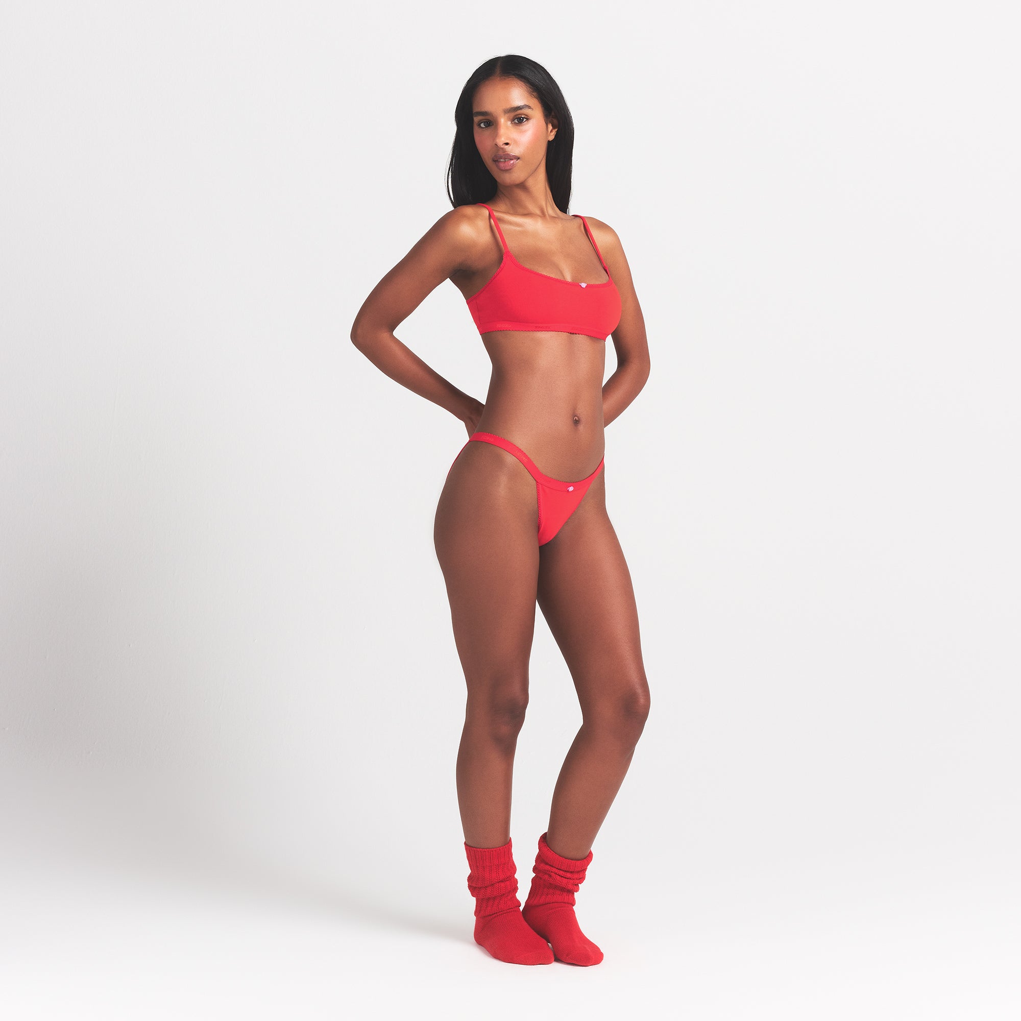 LIGHTWEIGHT COTTON LOGO PICOT STRING BIKINI | RUBY TONAL thumbnail 2
