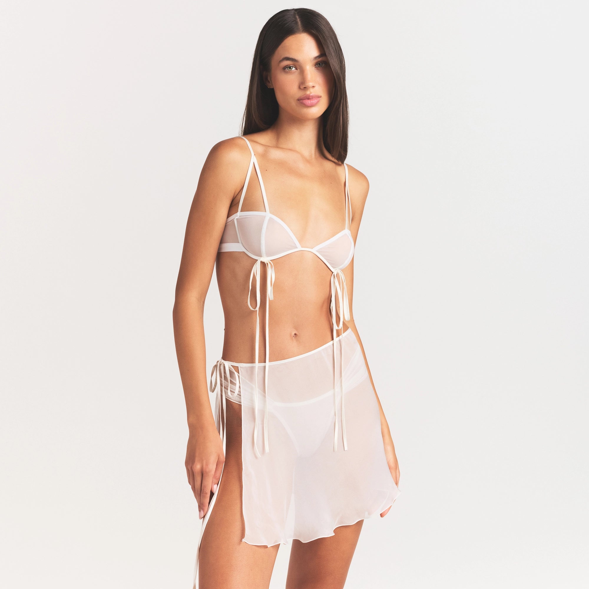 ULTRA FINE MESH BOW BRA | IVORY thumbnail 3