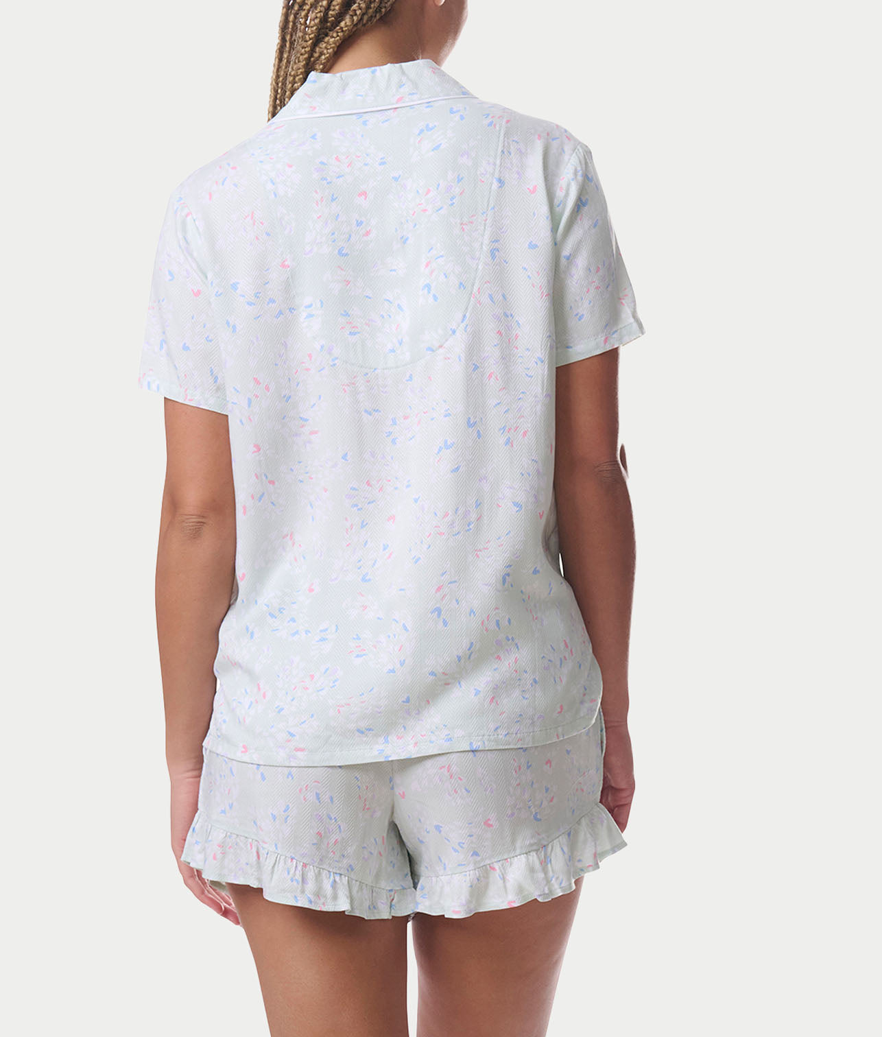 Notch Collar Woven Shorts Set thumbnail 2