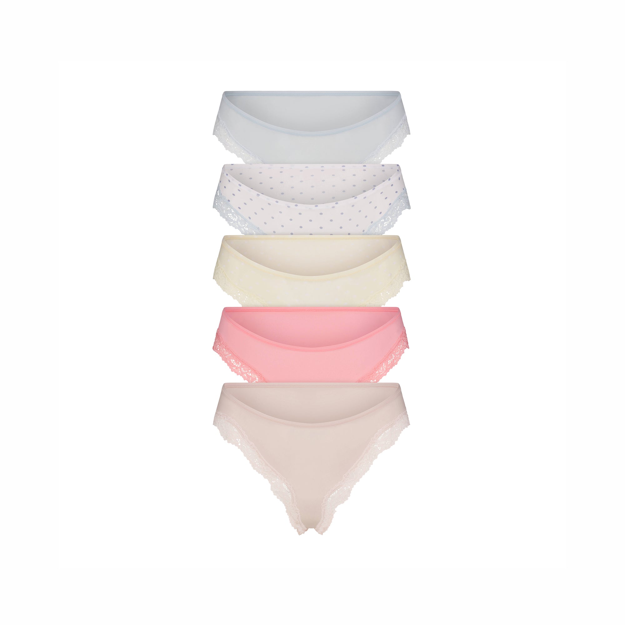 FITS EVERYBODY LACE CHEEKY TANGA 5-PACK | PIN DOT MULTI