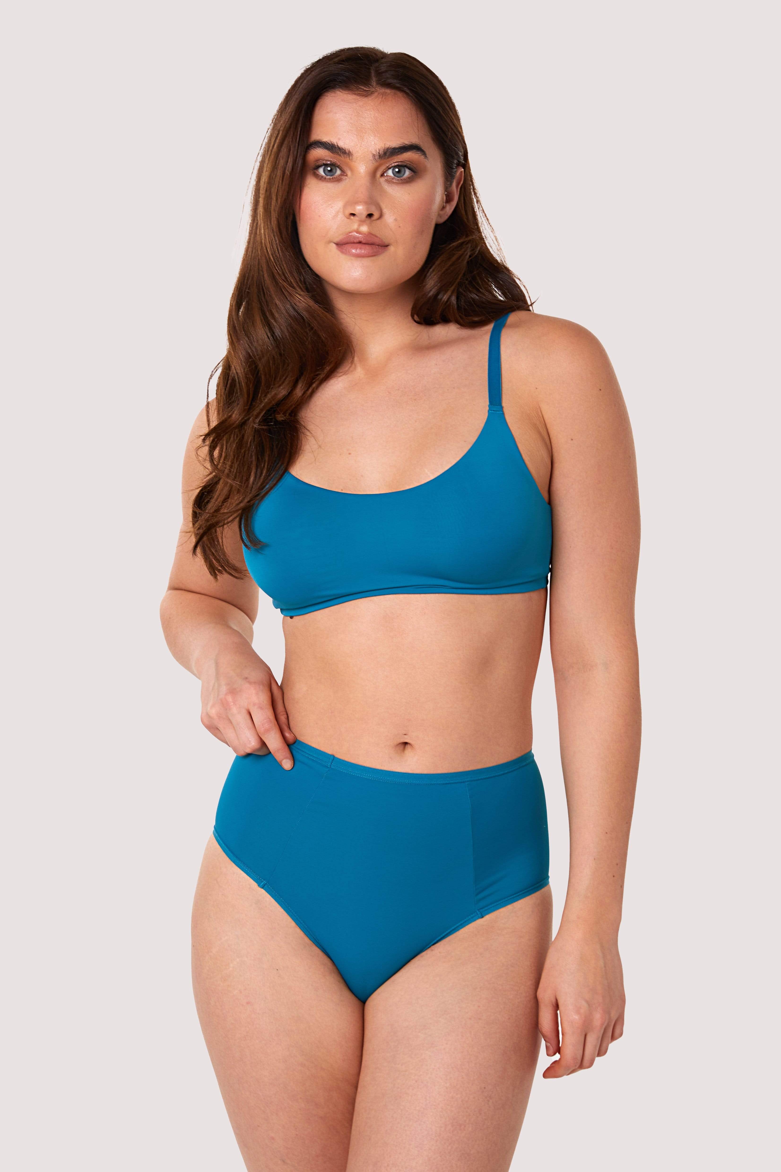 Second Skin Teal Recycled Crop Top Bra thumbnail 2