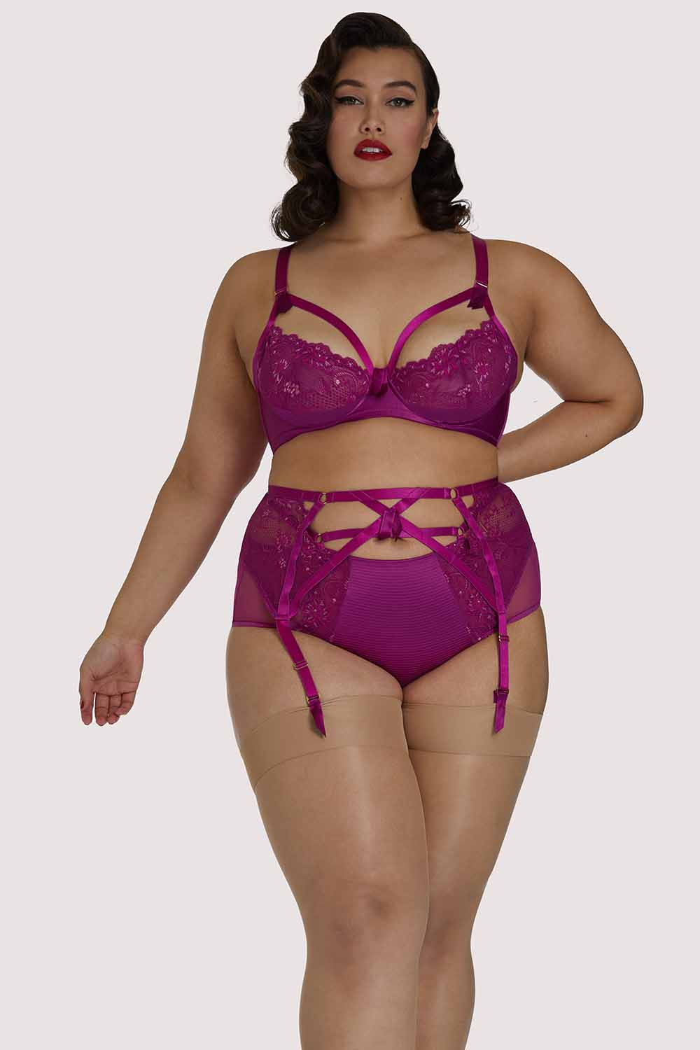 Madame X Magenta Curve Suspender Belt thumbnail 3