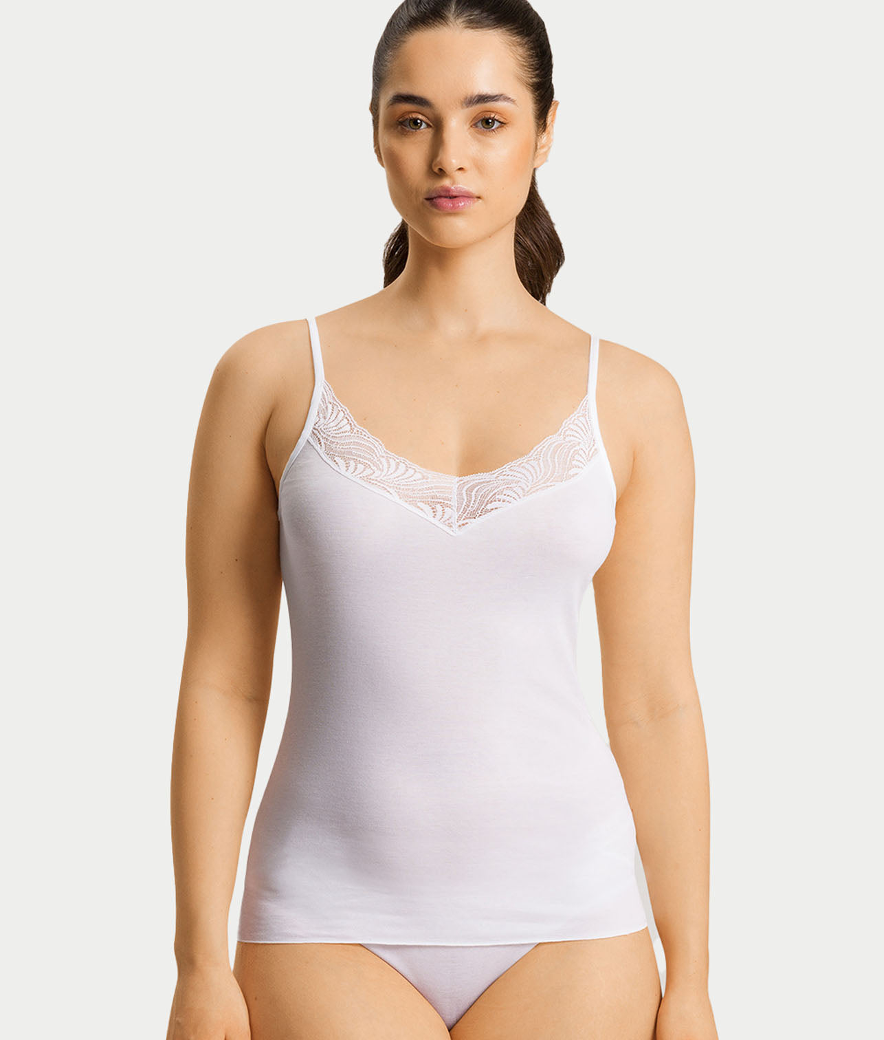 Cotton Delight Lace Trim Cotton Camisole