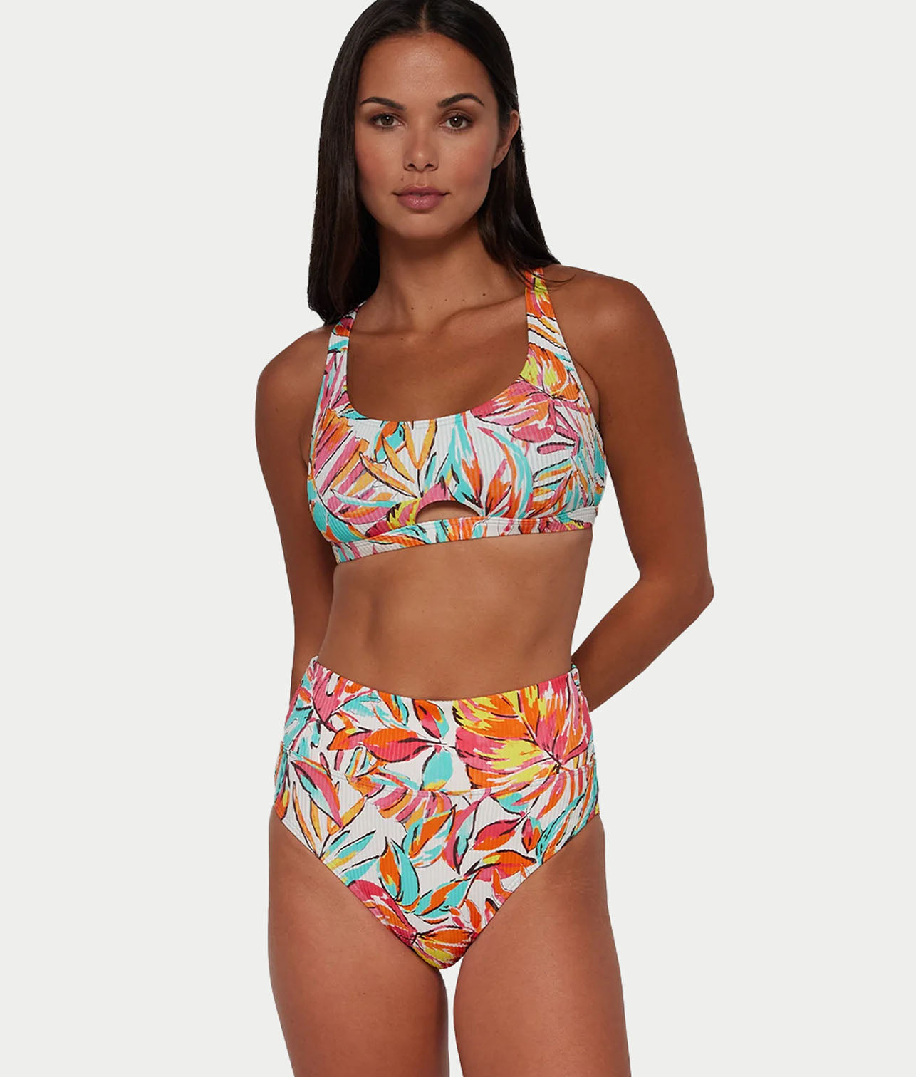 Printed Hannah Fold-Over High-Waist Bikini Bottom