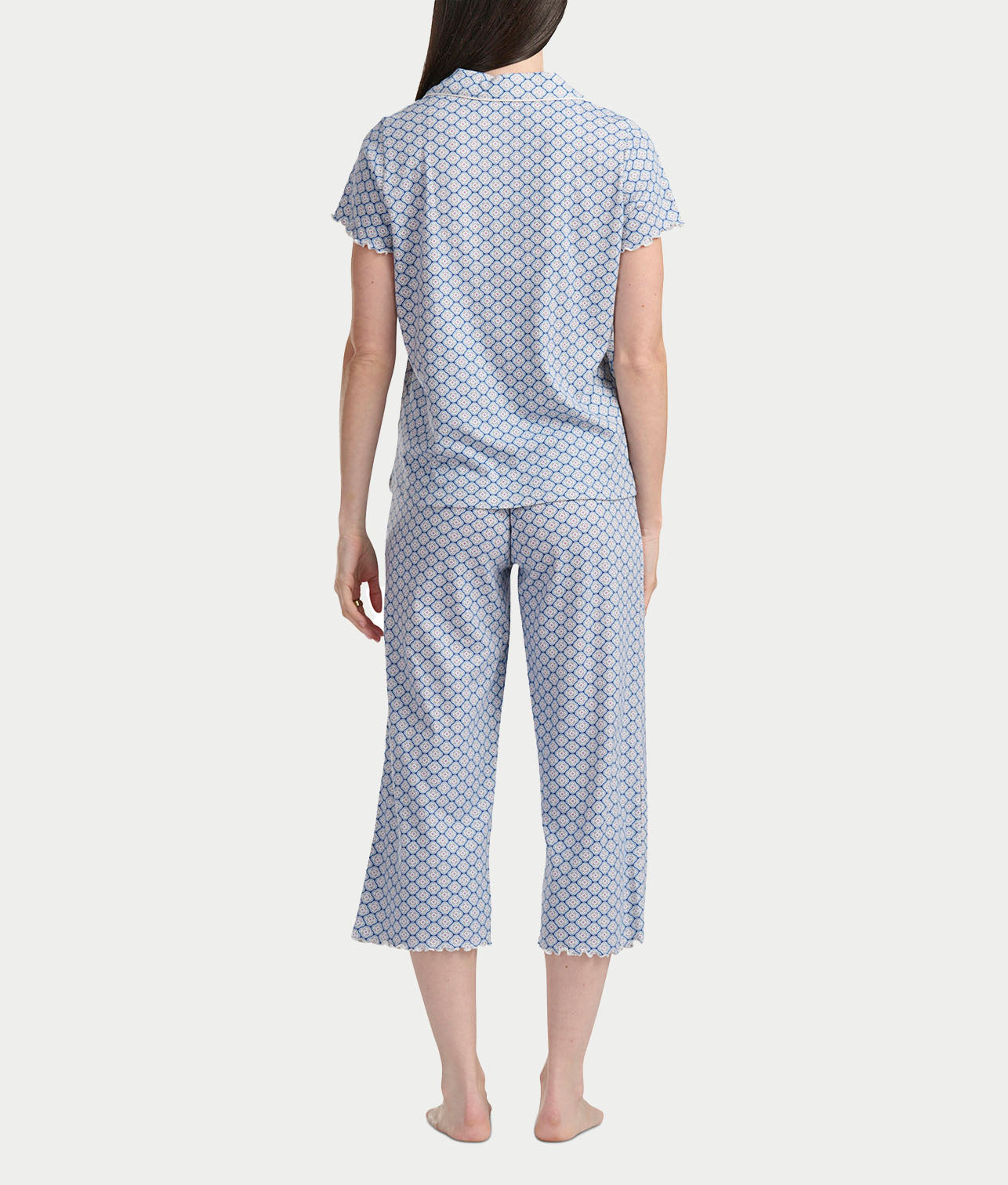 Notch Collar Knit Capri Pajama Set thumbnail 2