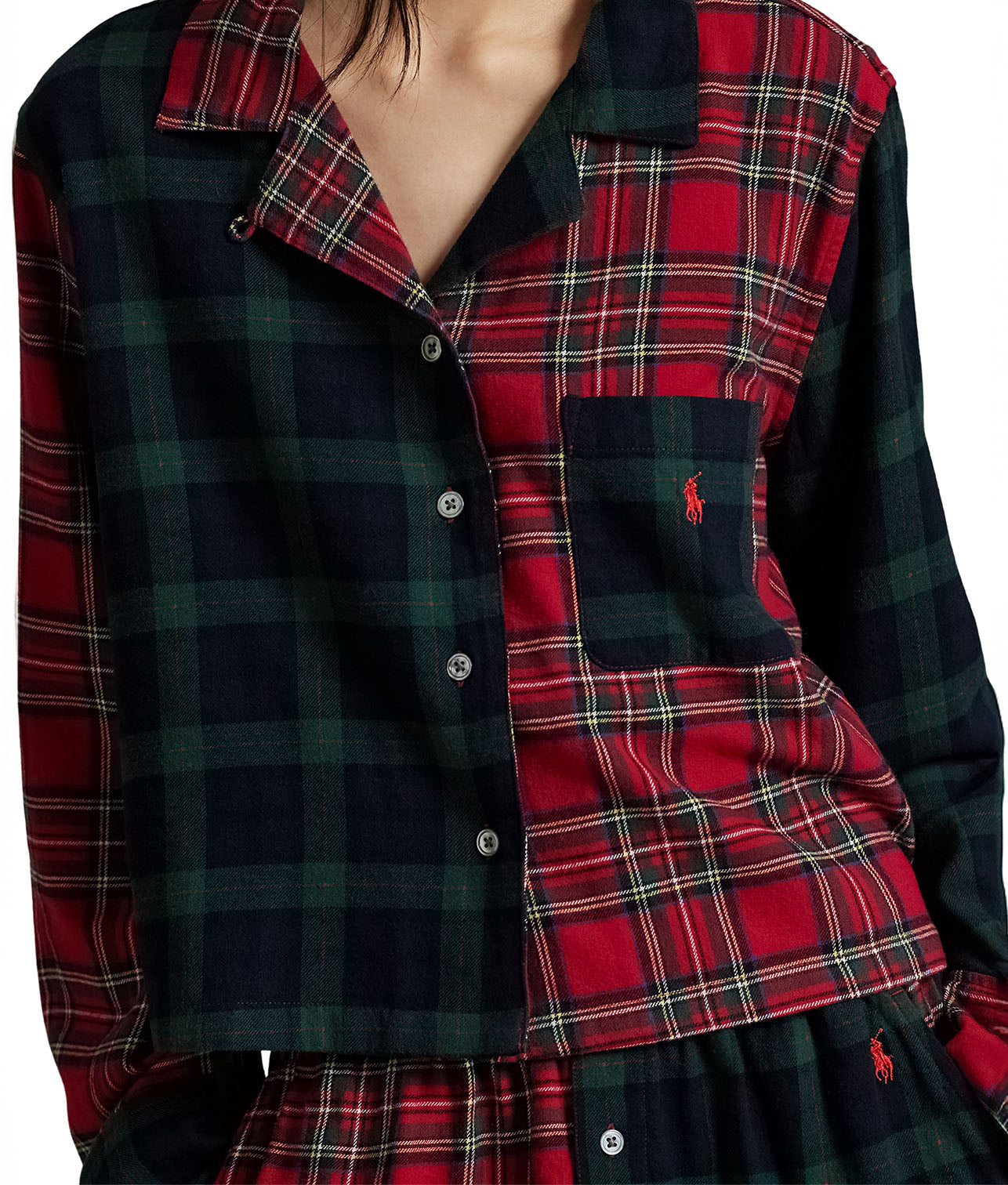Crop & Boxer Plaid Woven Pajama Set thumbnail 3