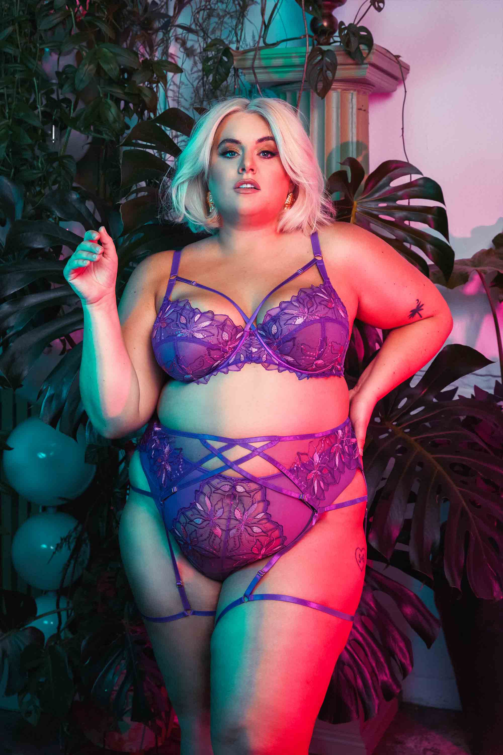 Walpole Purple Embroidered Strappy Suspender Belt thumbnail 3